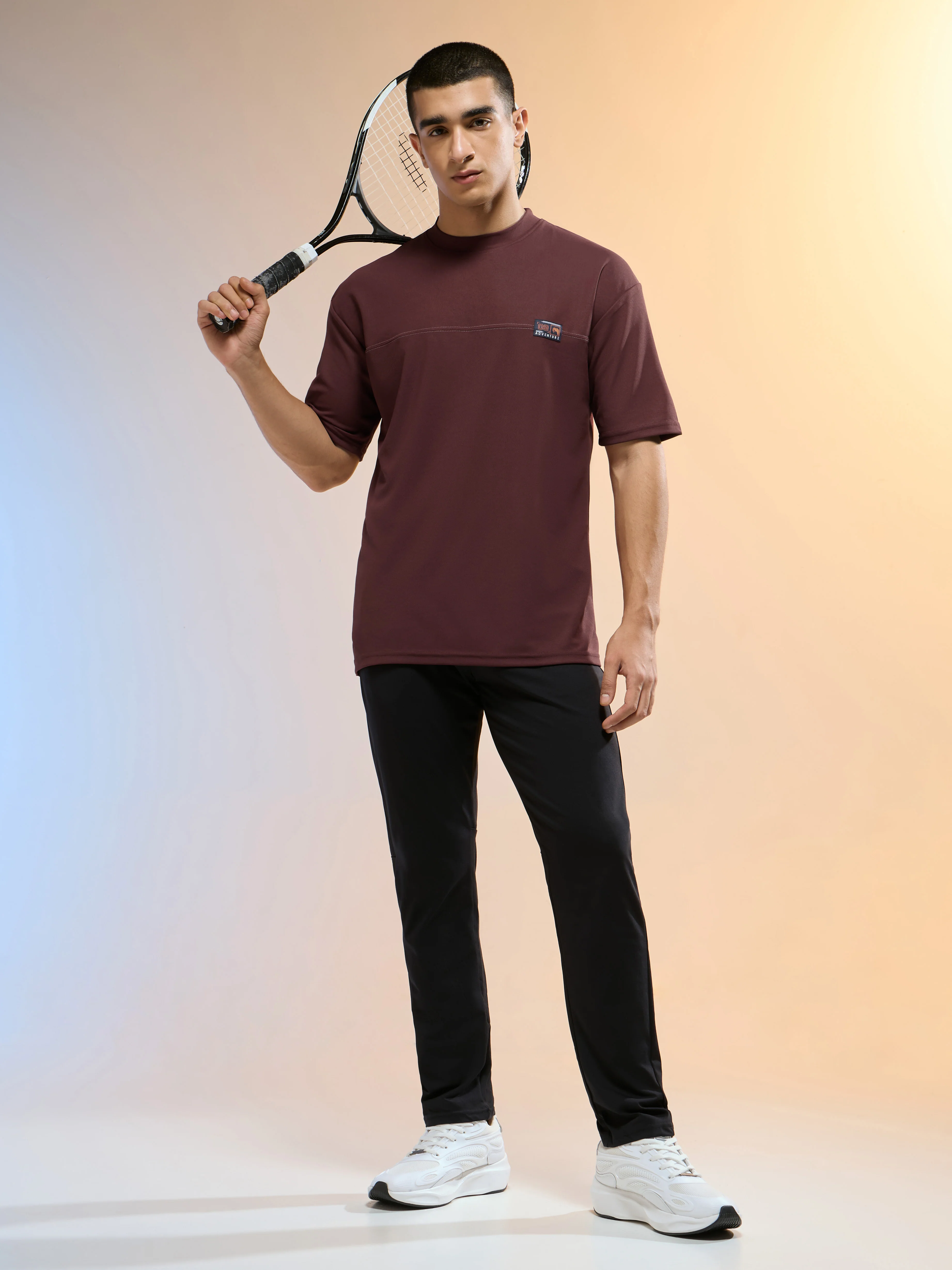 Men Solid Oversized Round Neck Sports T-shirt with MATPIQ - Image 5