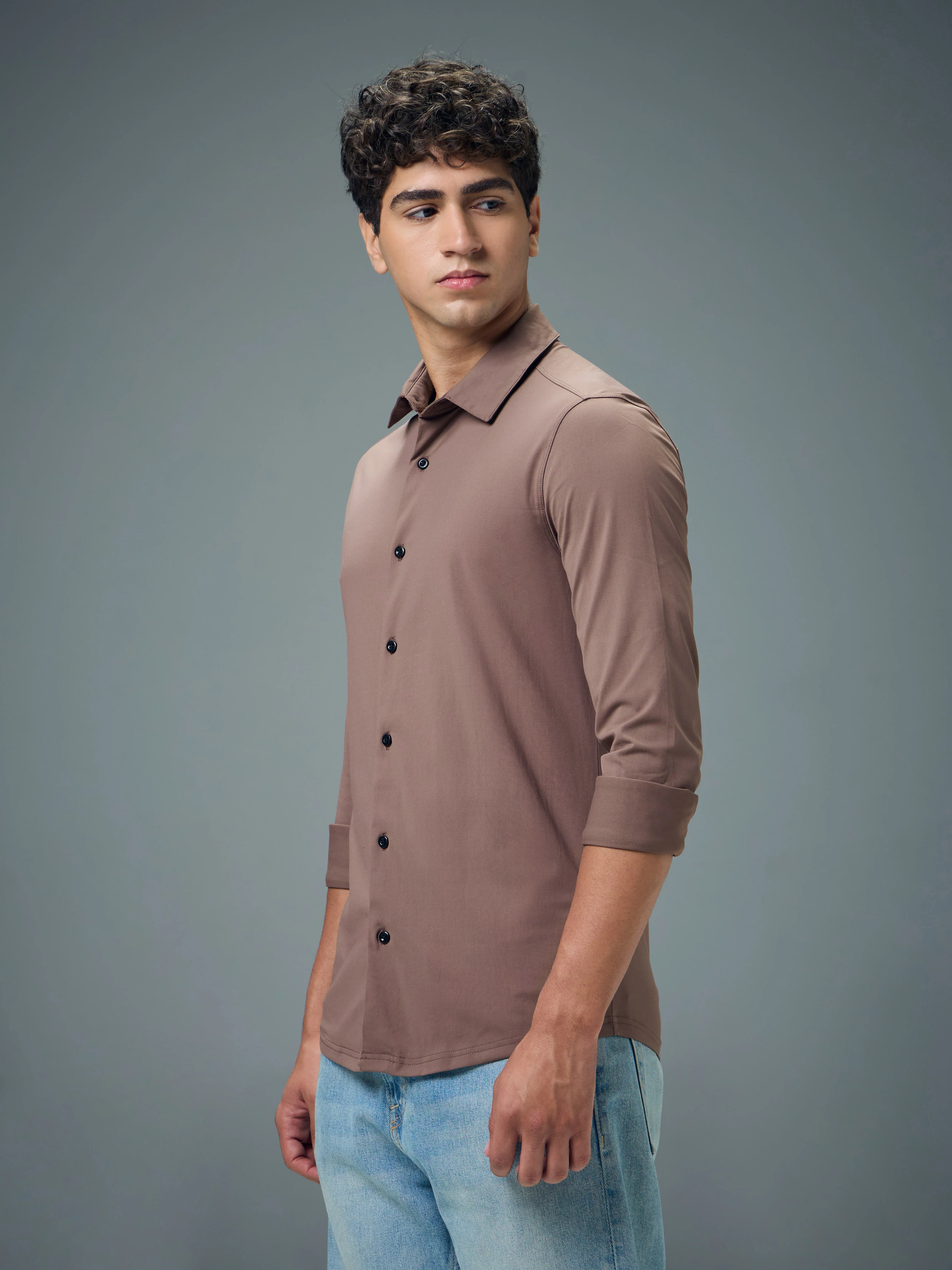 Men Solid Regular Fit Spread Collar Casual Shirt with COTFLEX - Image 4