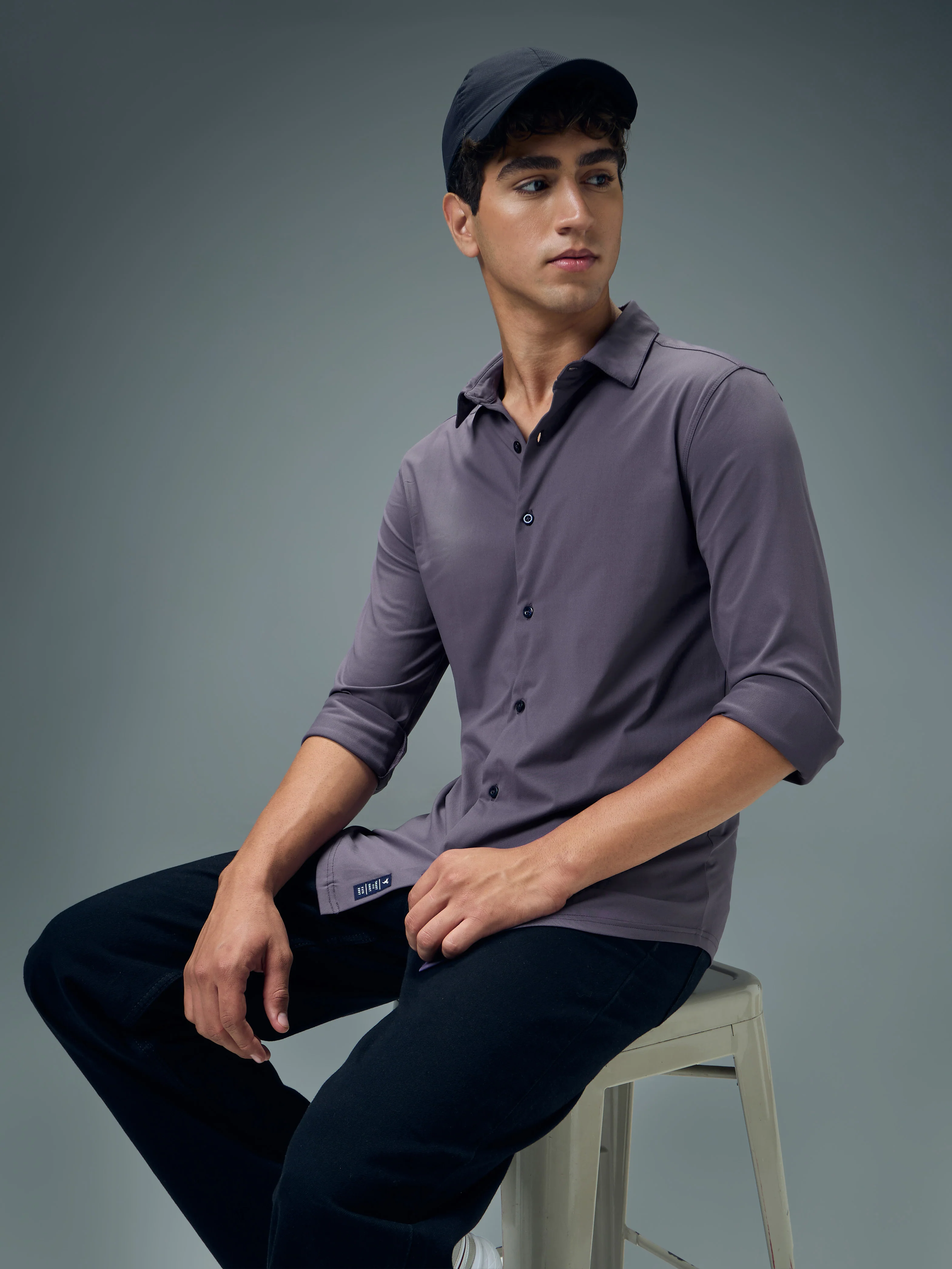 Men Solid Regular Fit Spread Collar Casual Shirt with COTFLEX