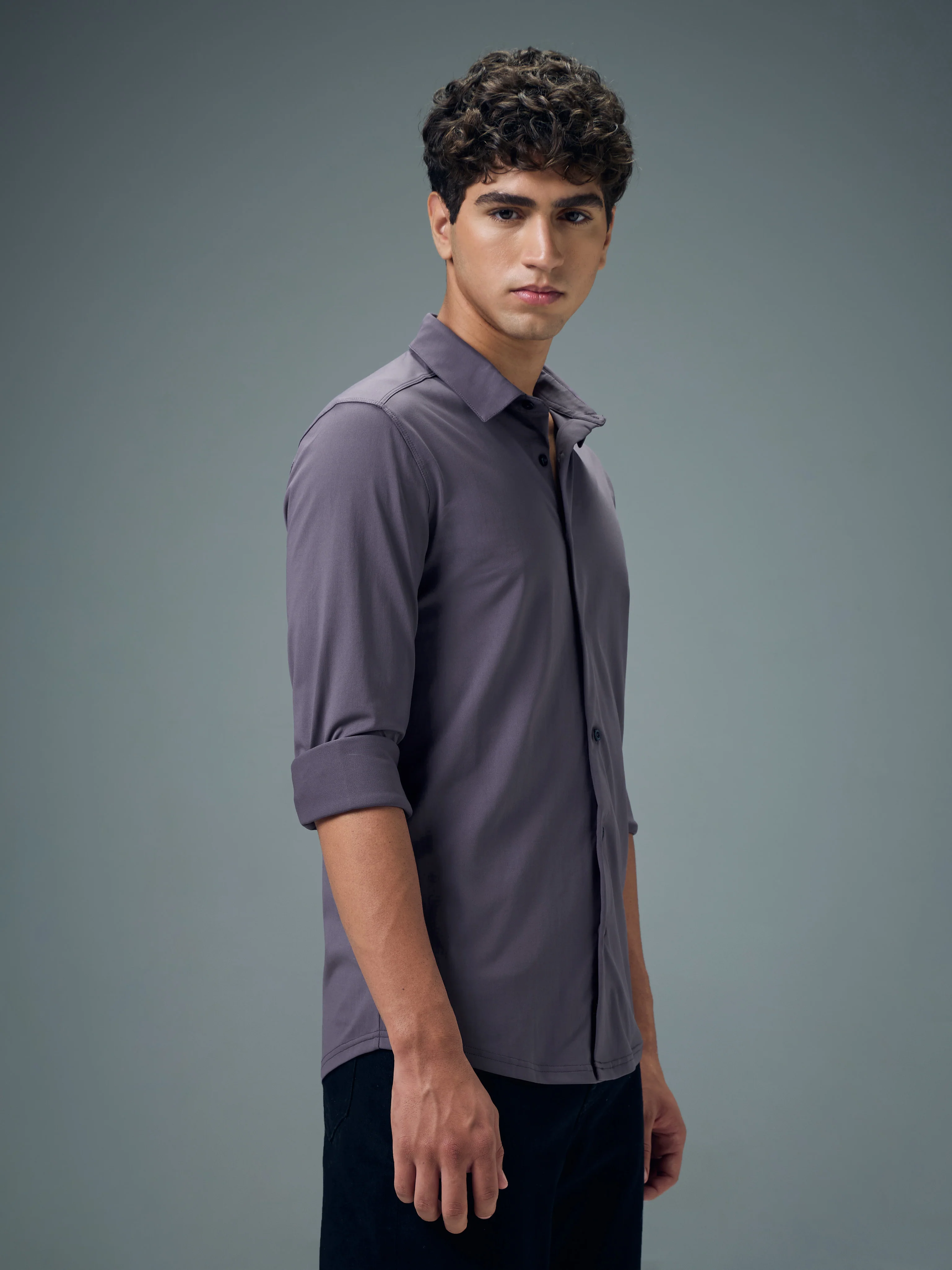 Men Solid Regular Fit Spread Collar Casual Shirt with COTFLEX - Image 4
