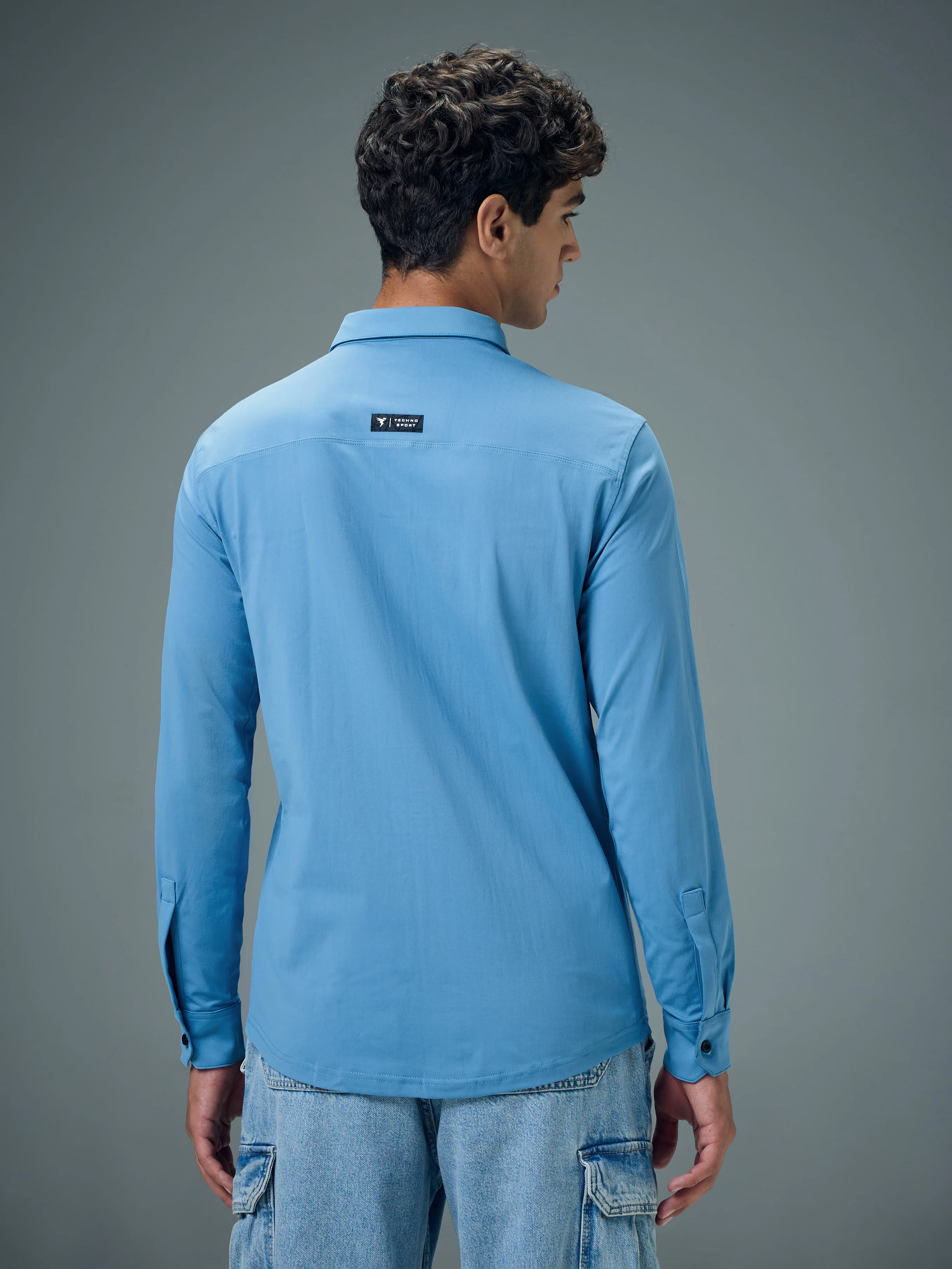 Men Solid Regular Fit Spread Collar Casual Shirt with COTFLEX - Image 3