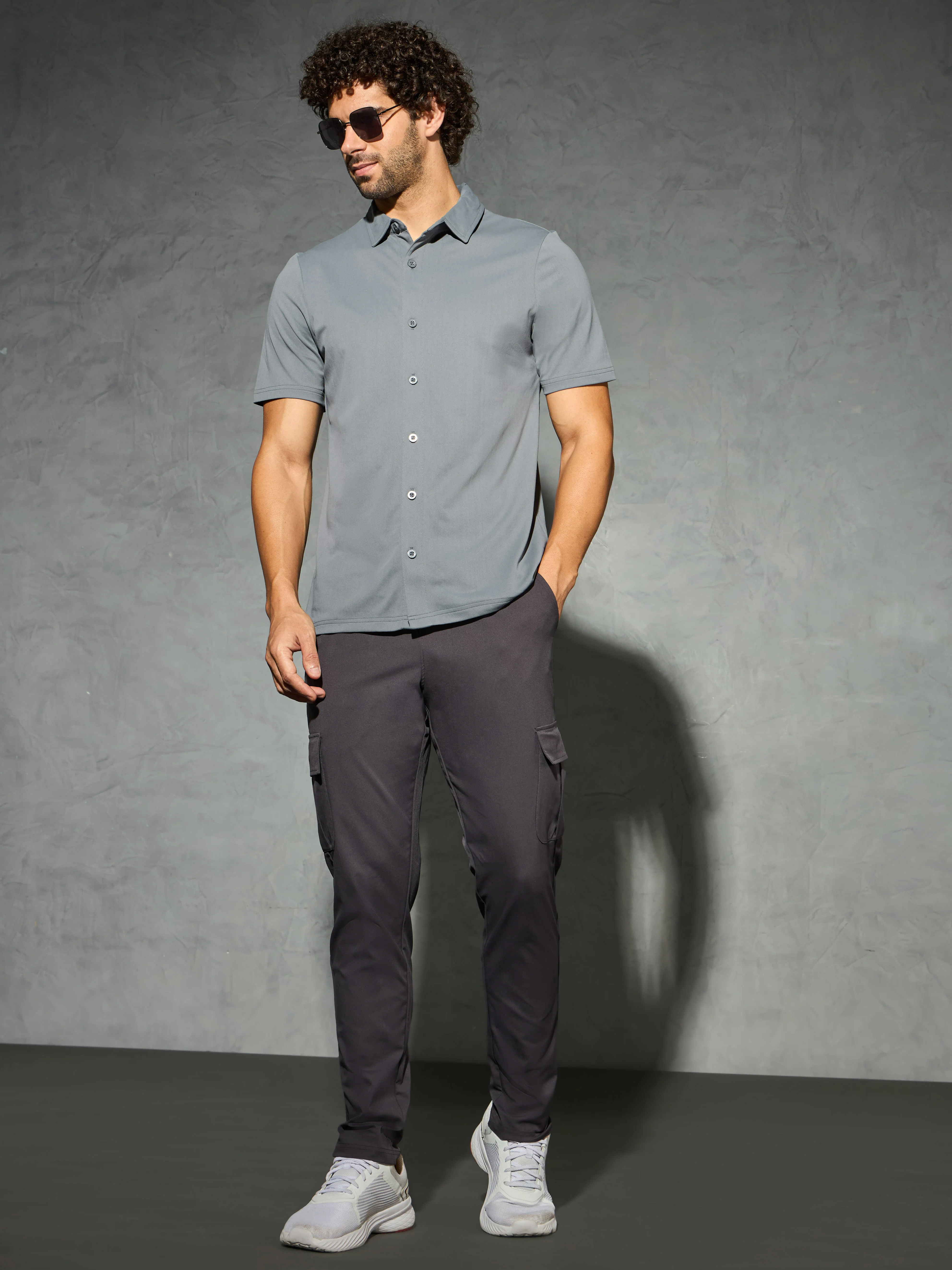 Men Solid Regular Fit Spread Collar Shirt with TECHNO COOL+ - Image 4
