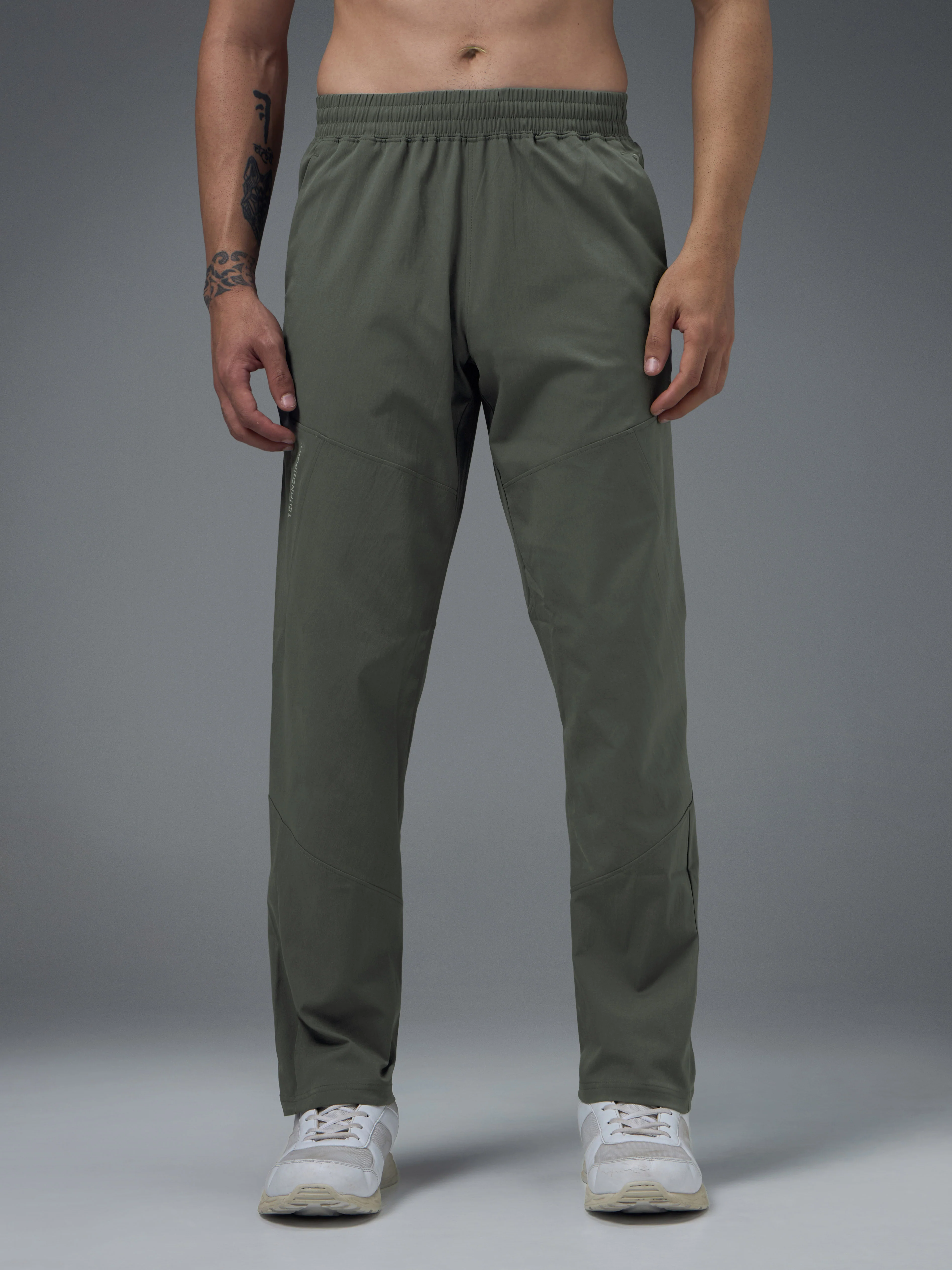 Men Solid Regular Fit Trackpants with TS FLEXI - Image 2