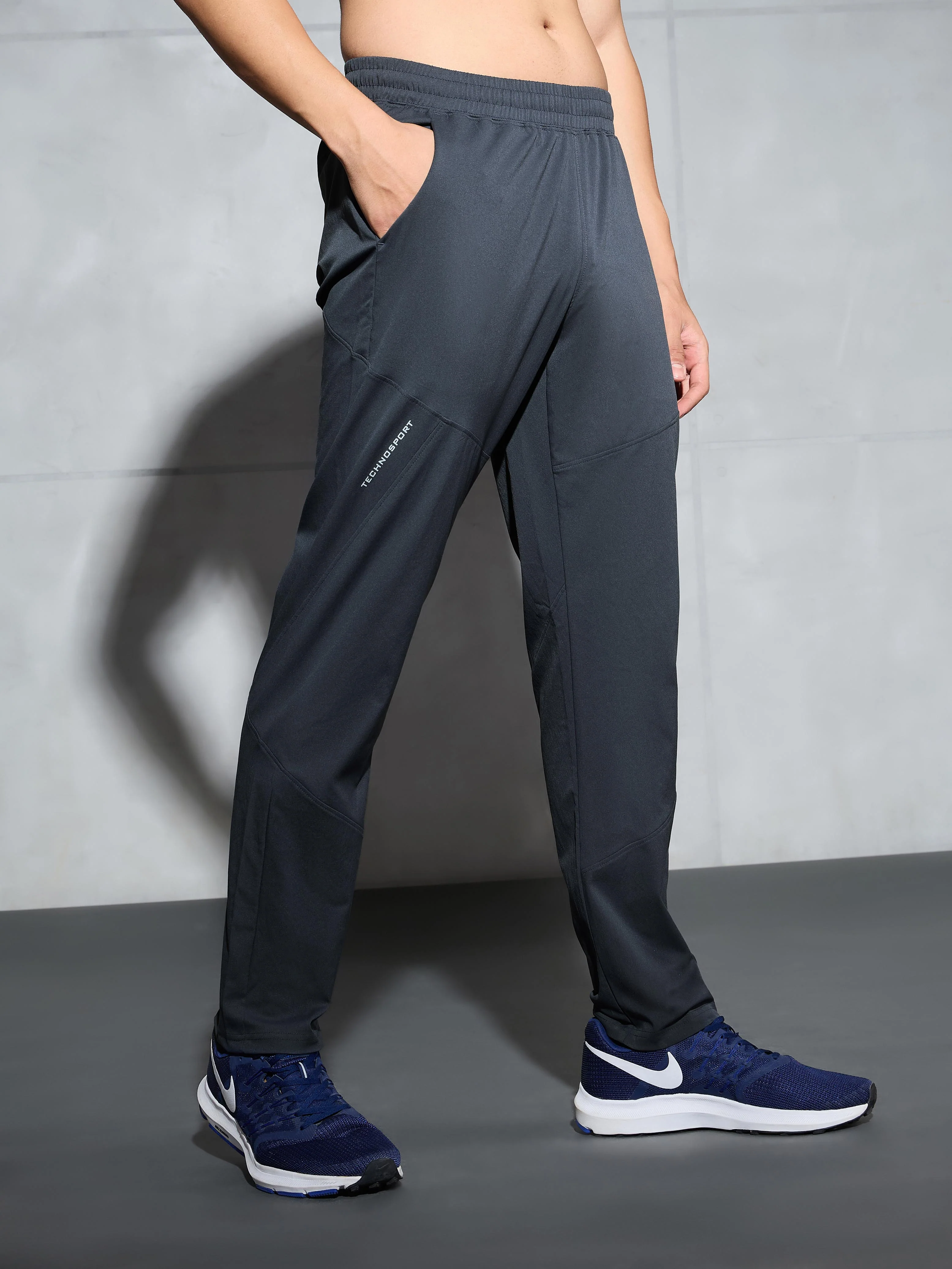 Men Solid Regular Fit Trackpants with TS FLEXI - Image 4
