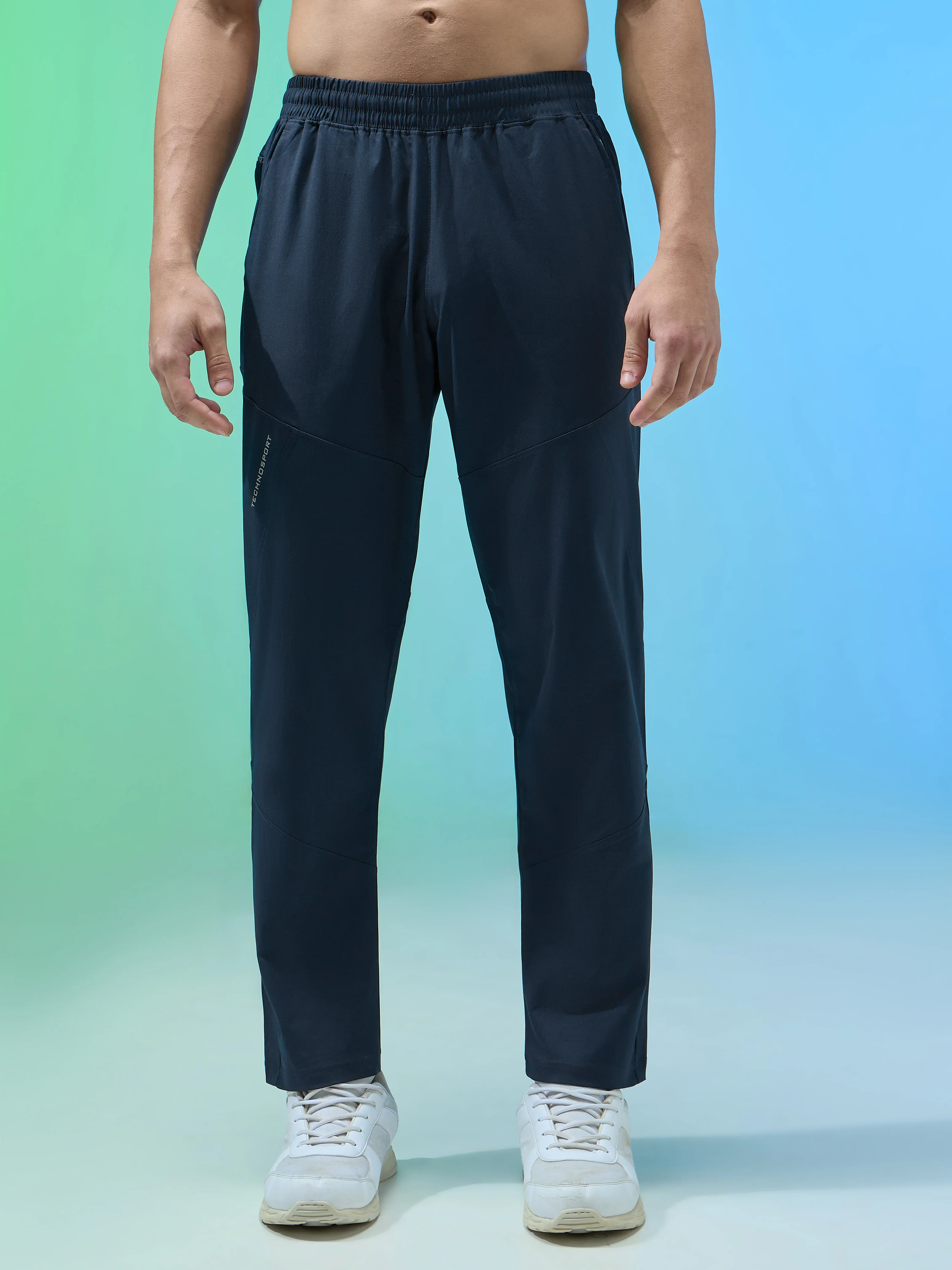 Men Solid Regular Fit Trackpants with TS FLEXI - Image 3