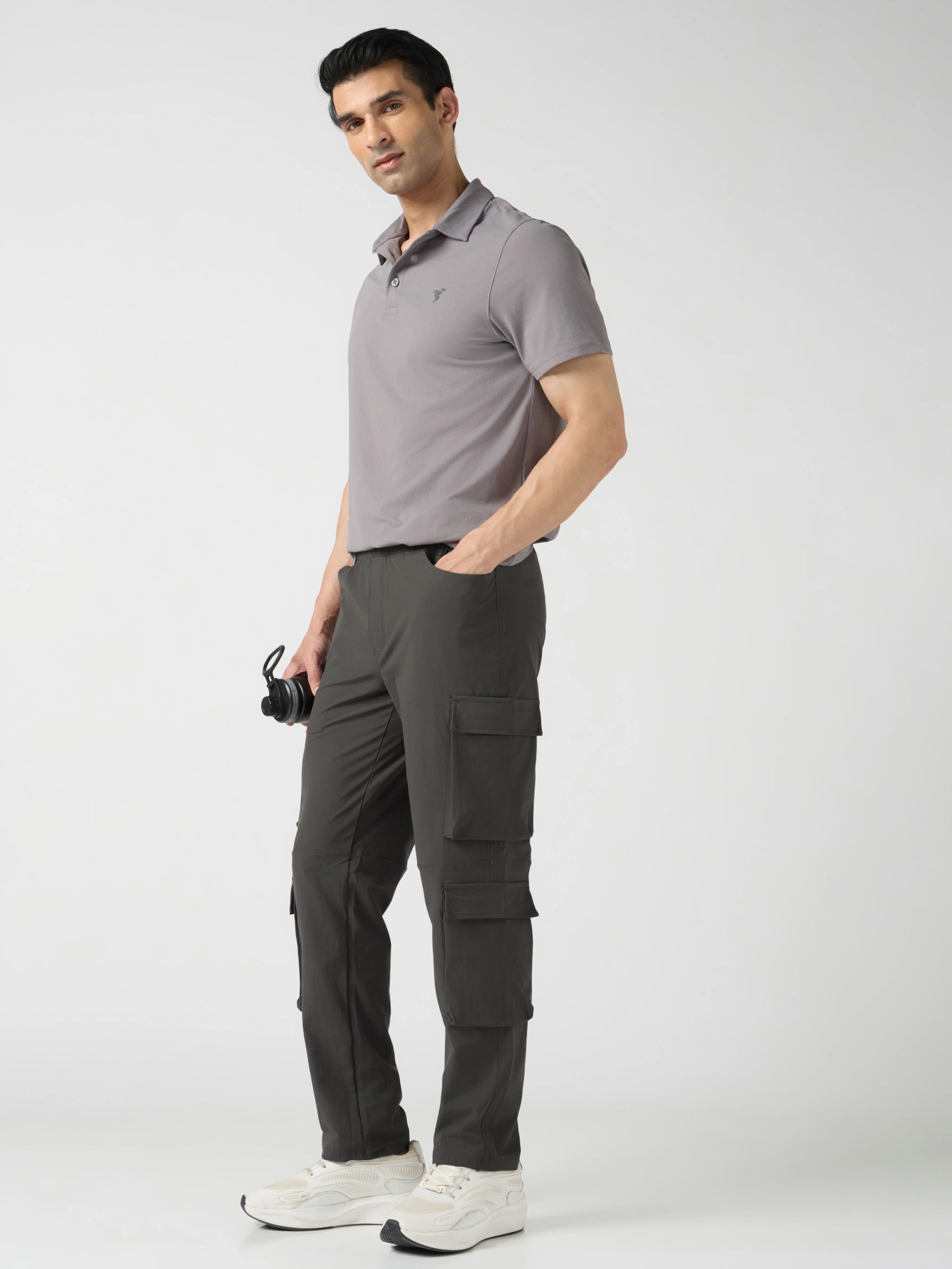 Men Solid Relax Fit 6 Pocket Cargo Trackpants with DURACOOL+ - Image 5