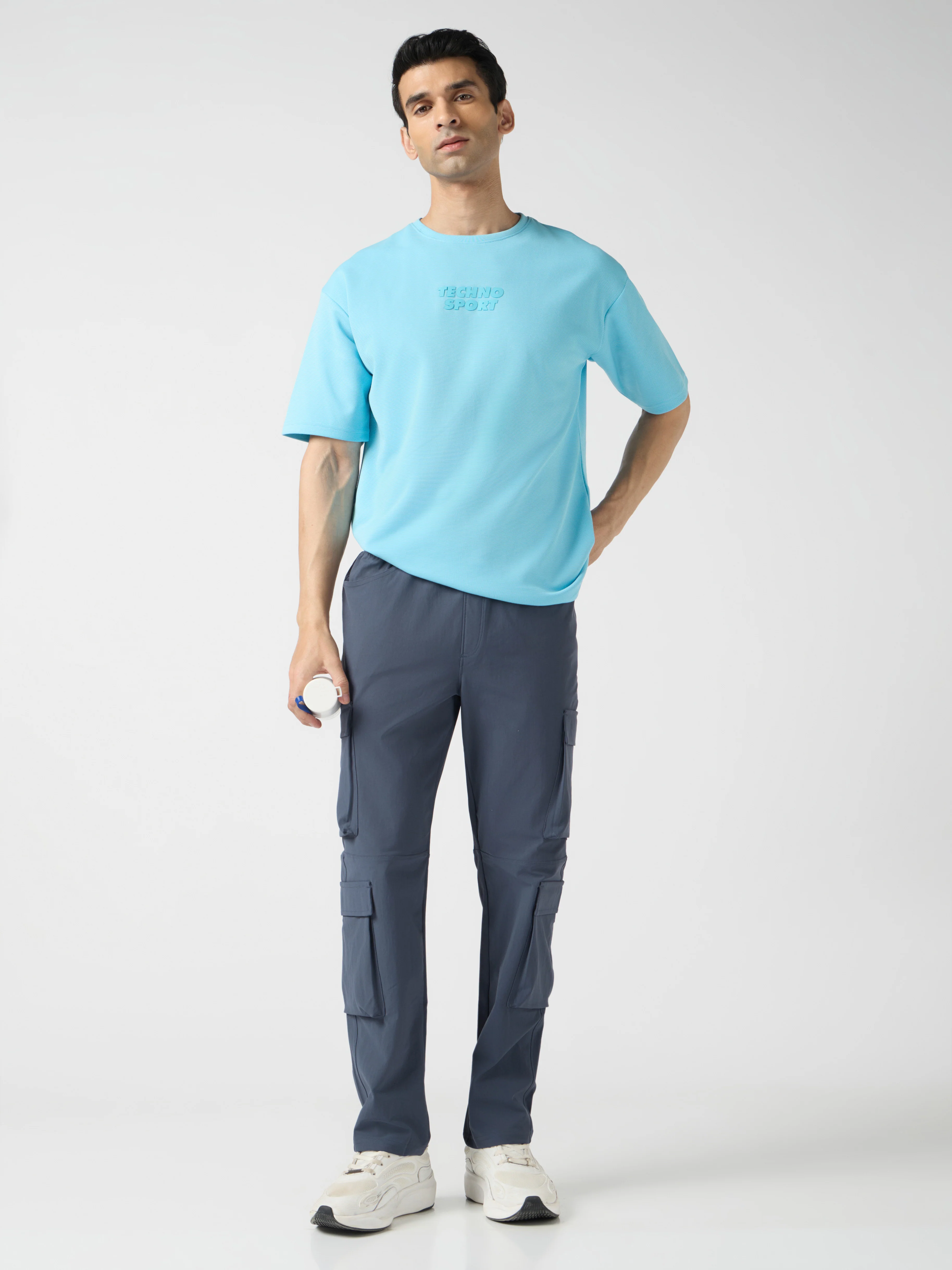 Men Solid Relax Fit 6 Pocket Cargo Trackpants with DURACOOL+ - Image 5