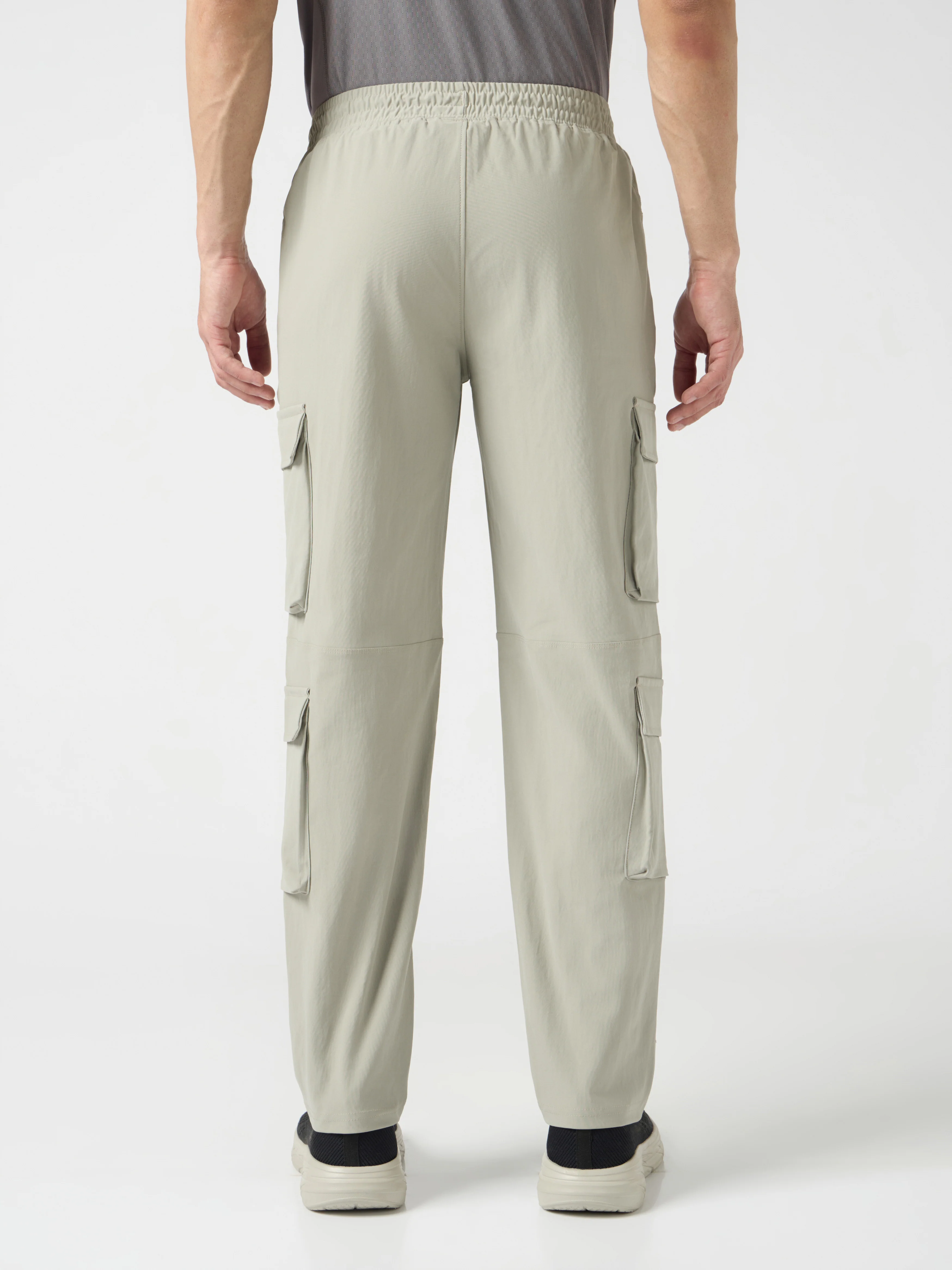Men Solid Relax Fit 6 Pocket Cargo Trackpants with DURACOOL+ - Image 3