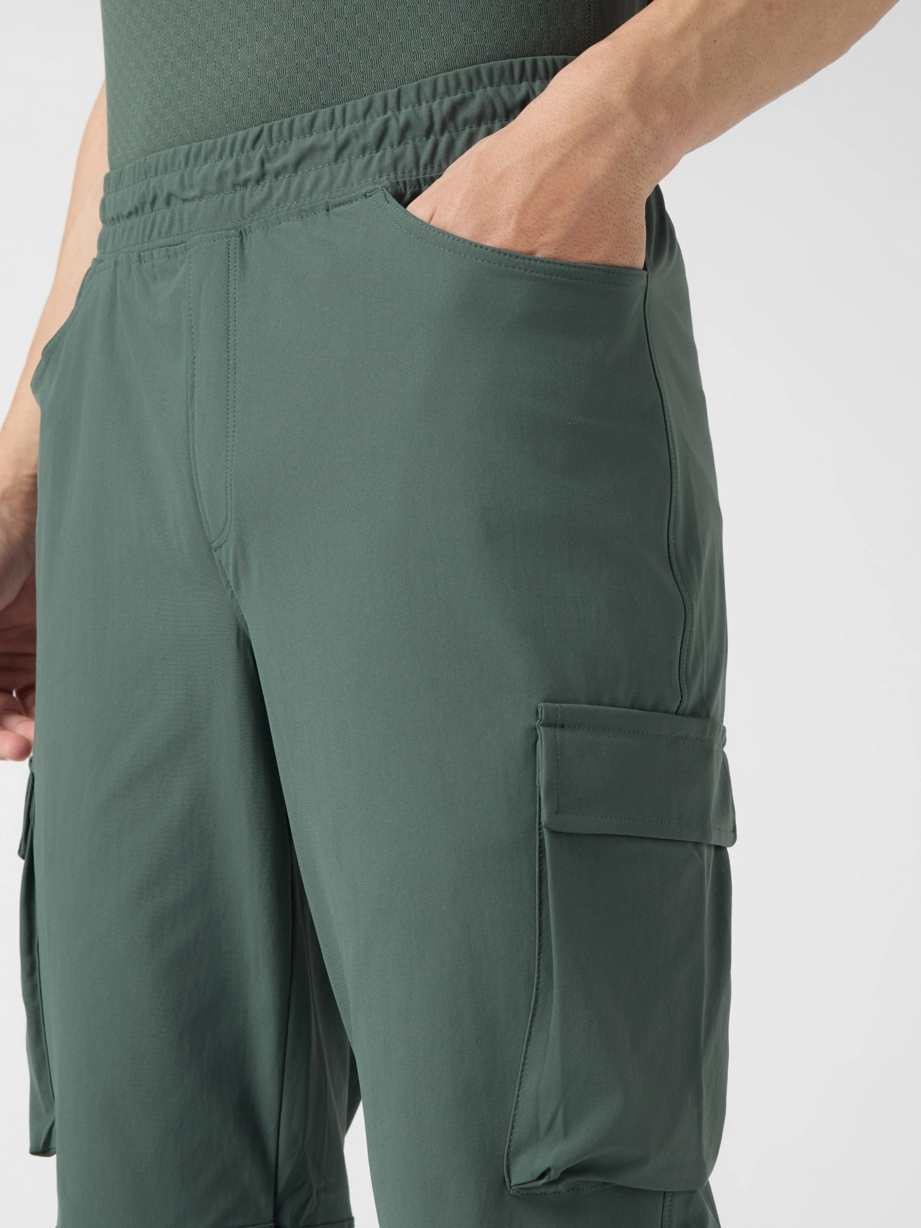 Men Solid Relax Fit 6 Pocket Cargo Trackpants with DURACOOL+ - Image 6