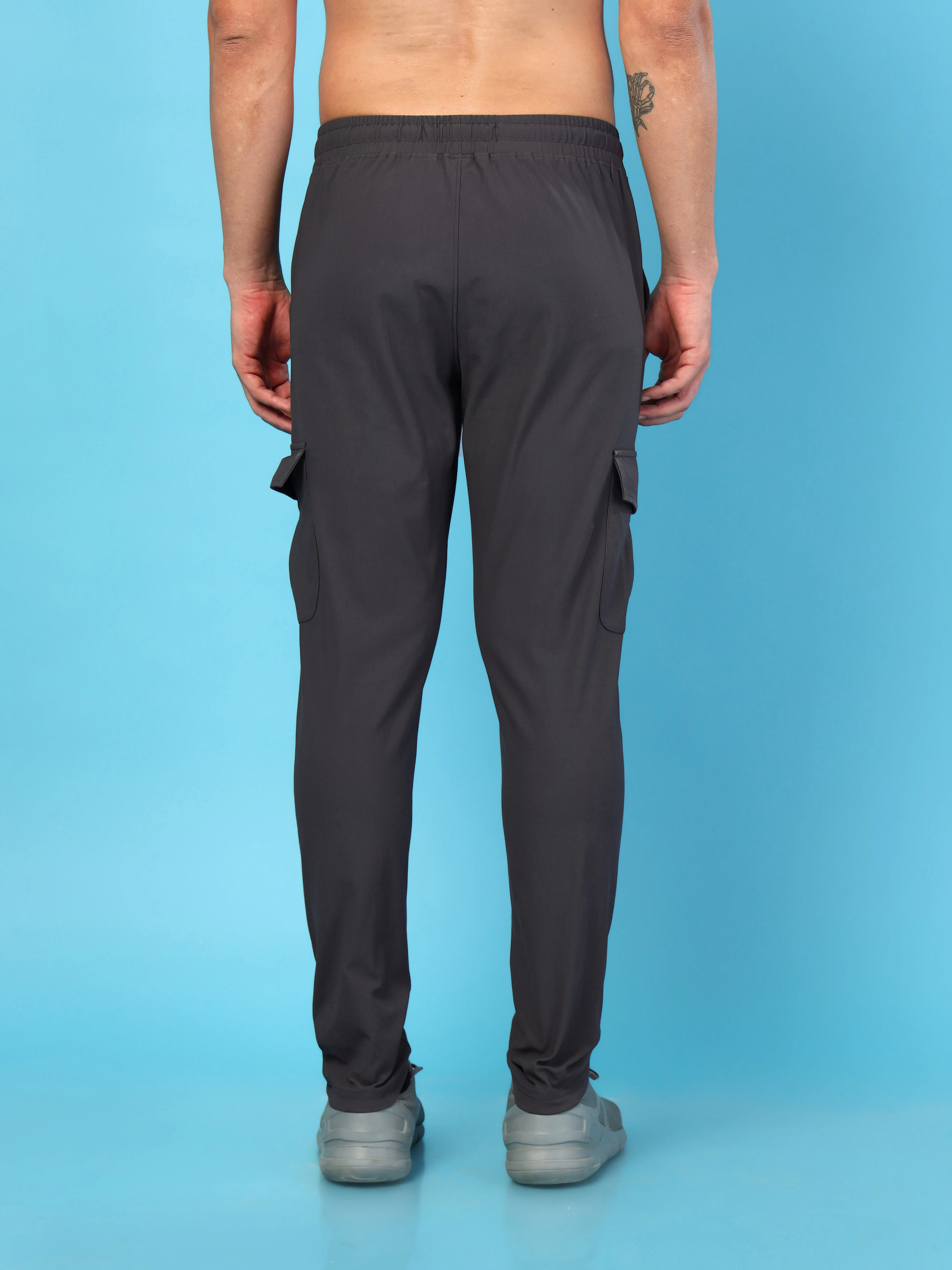 Men Solid Relax Fit Cargo Trackpants with DURACOOL+ - Image 3