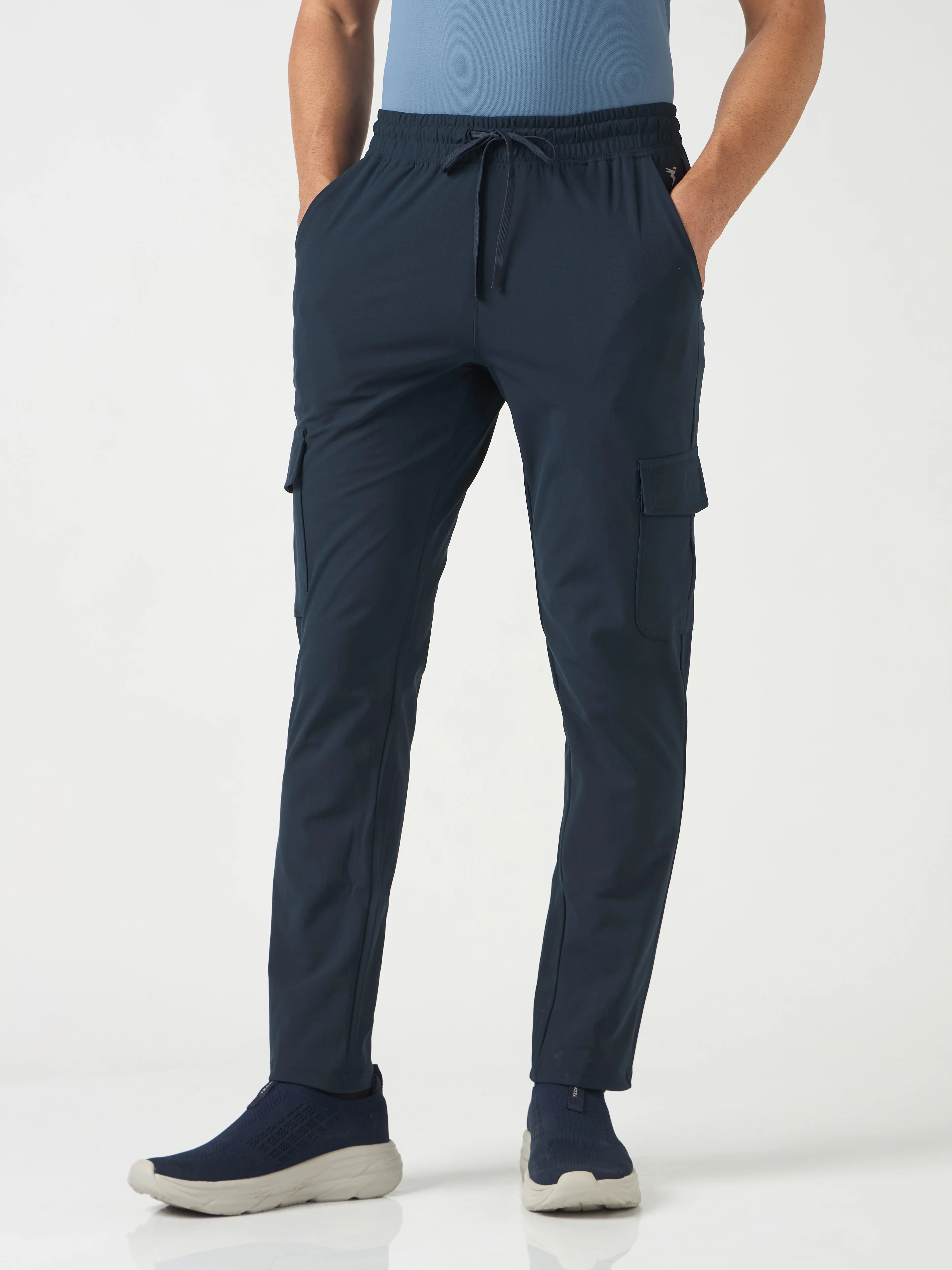 Men Solid Relax Fit Cargo Trackpants with DURACOOL+ - Image 2