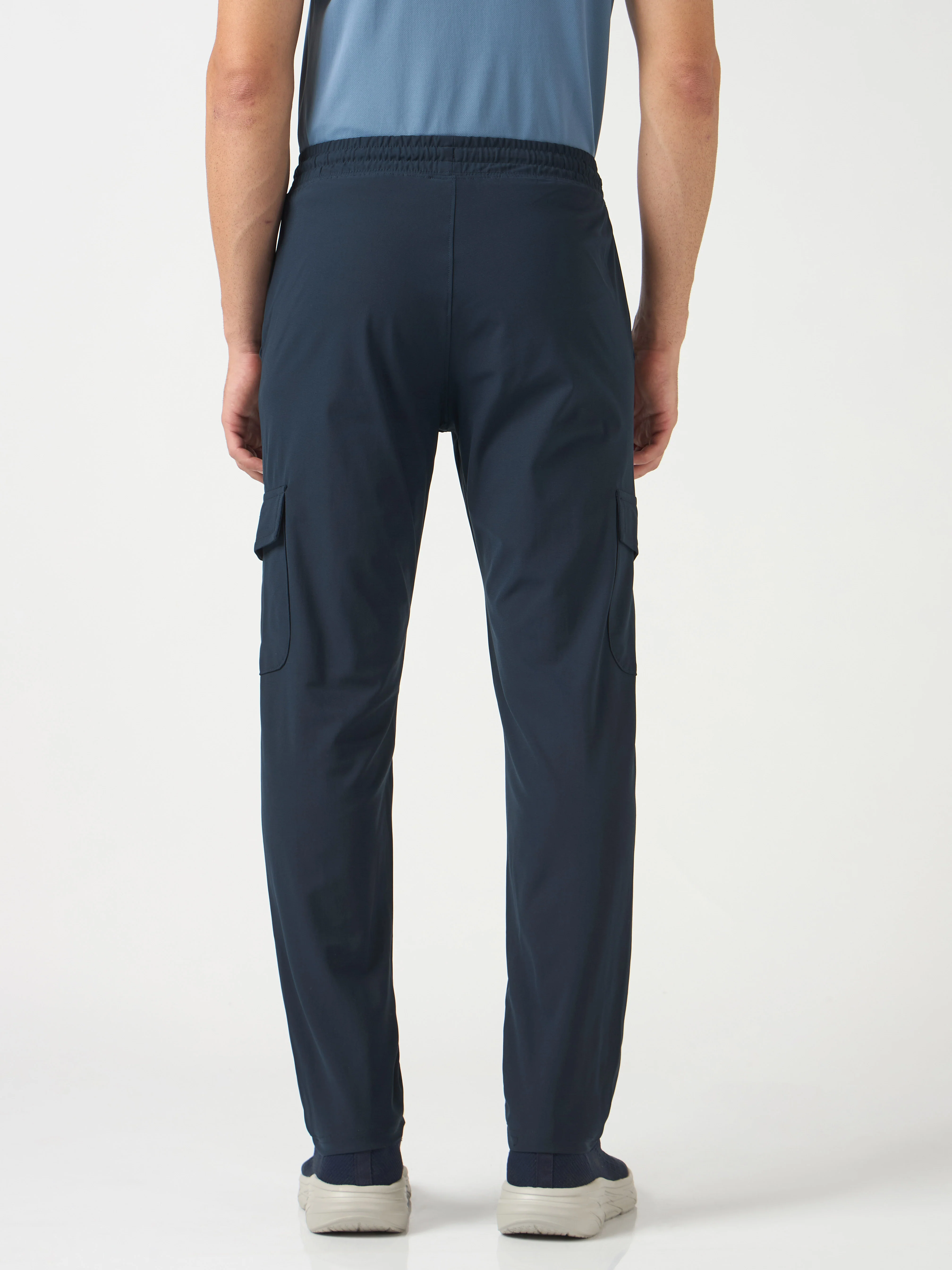Men Solid Relax Fit Cargo Trackpants with DURACOOL+ - Image 3