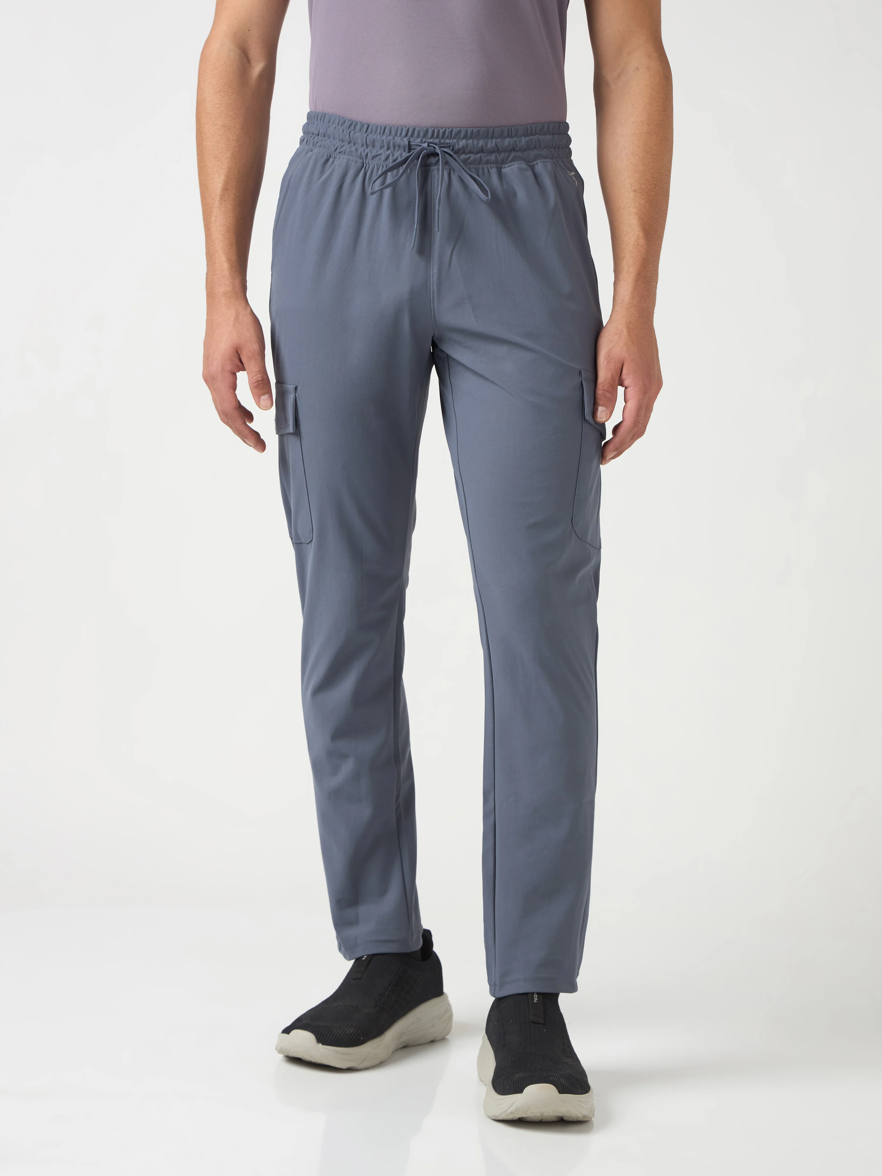 Men Solid Relax Fit Cargo Trackpants with DURACOOL+ - Image 2