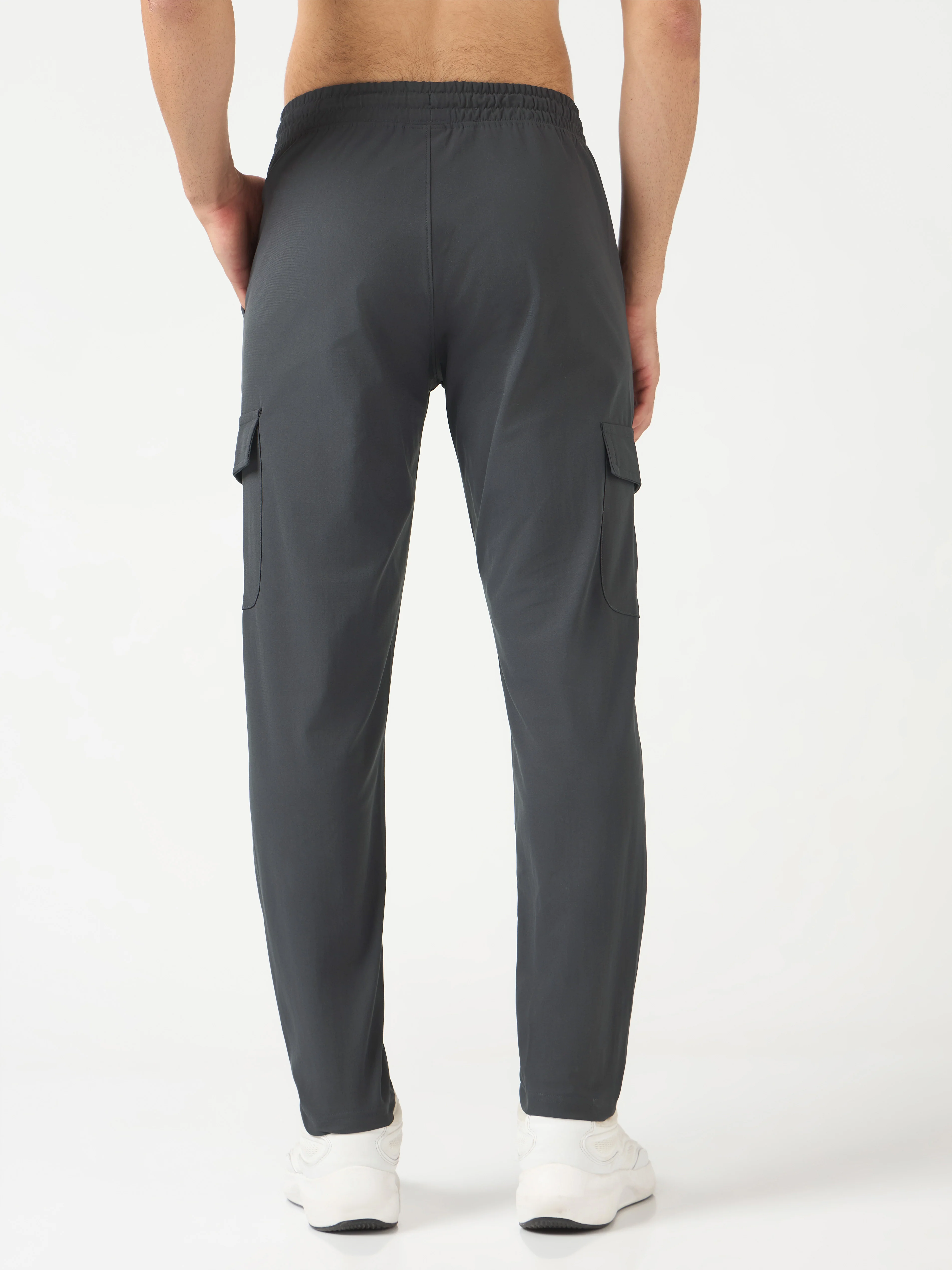 Men Solid Relax Fit Cargo Trackpants with DURACOOL+ - Image 3