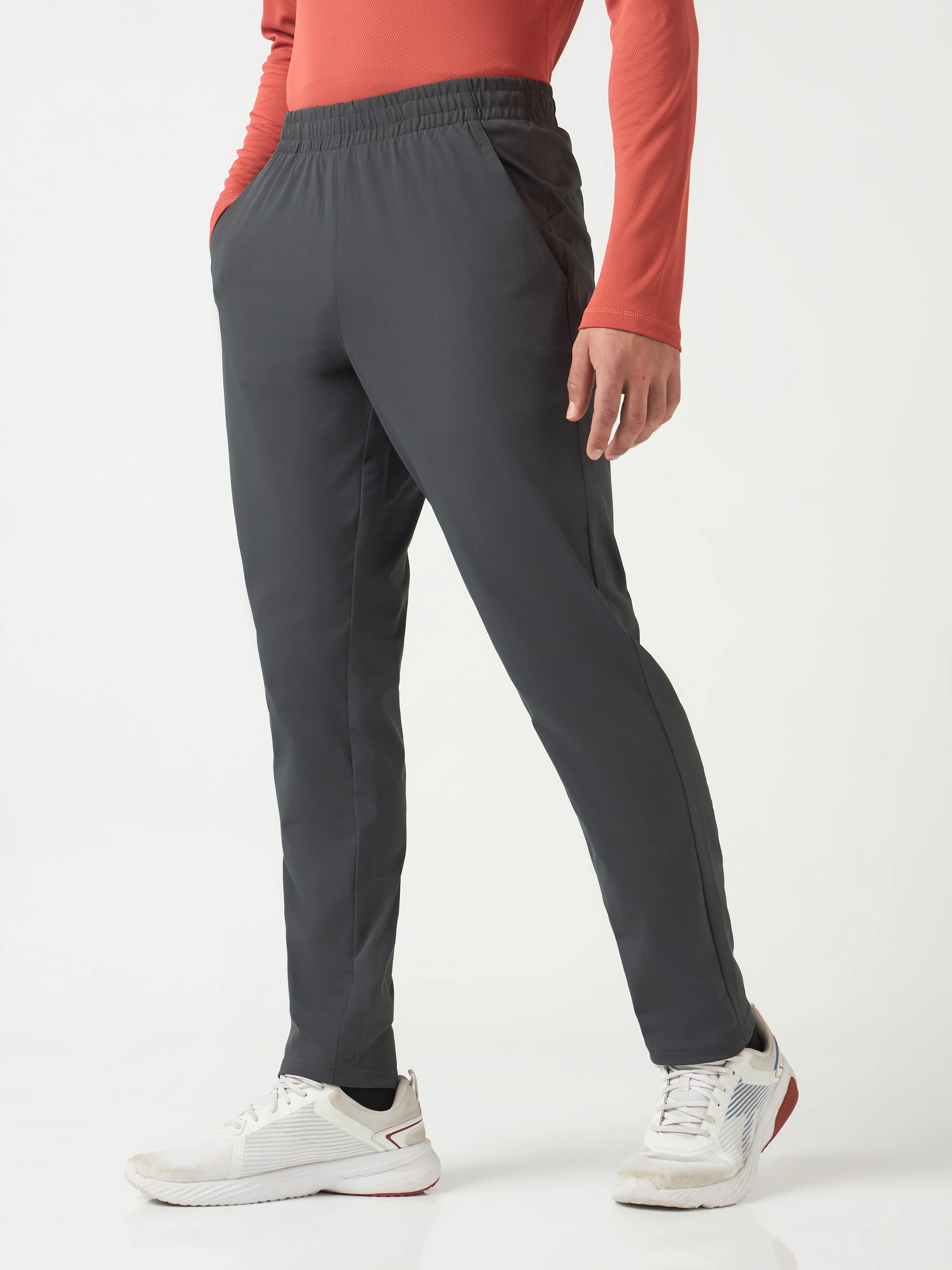 Men Solid Relax Fit Trackpants with ELASTO PLUS - Image 4