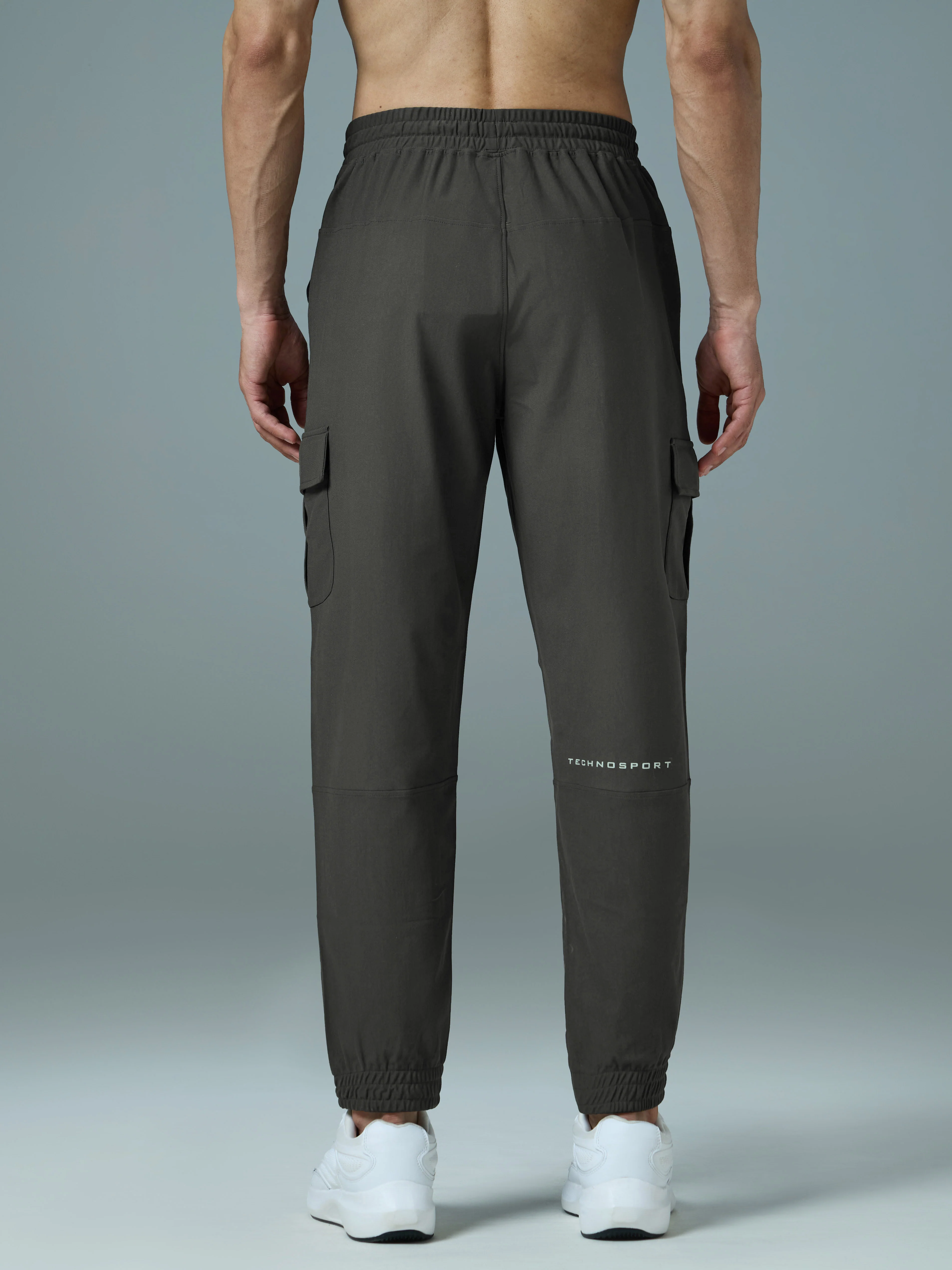 Men Solid Slim Fit Cargo Joggers with DURACOOL+ - Image 3