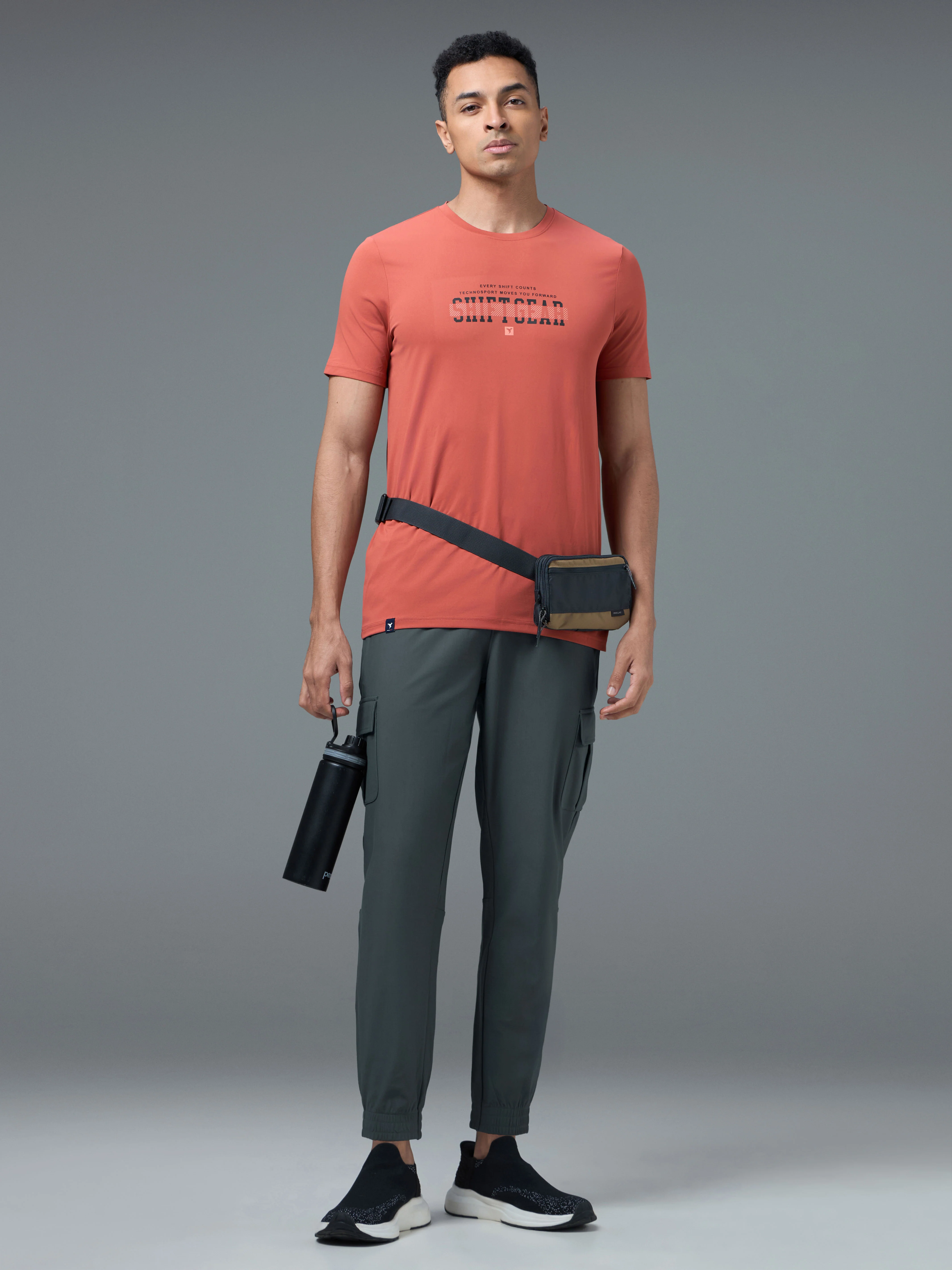 Men Solid Slim Fit Cargo Joggers with DURACOOL+ - Image 5