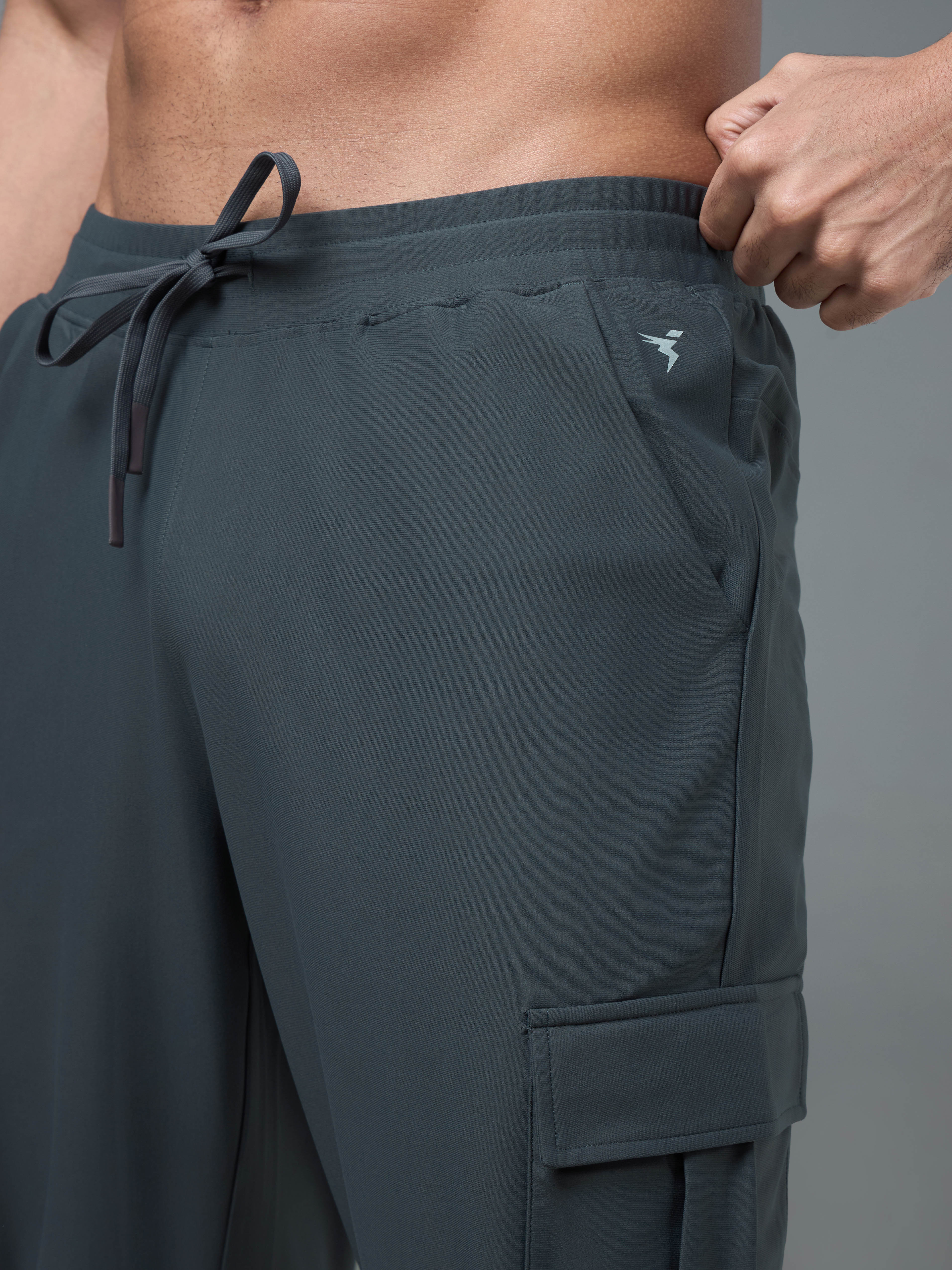 Men Solid Slim Fit Cargo Joggers with DURACOOL+ - Image 6