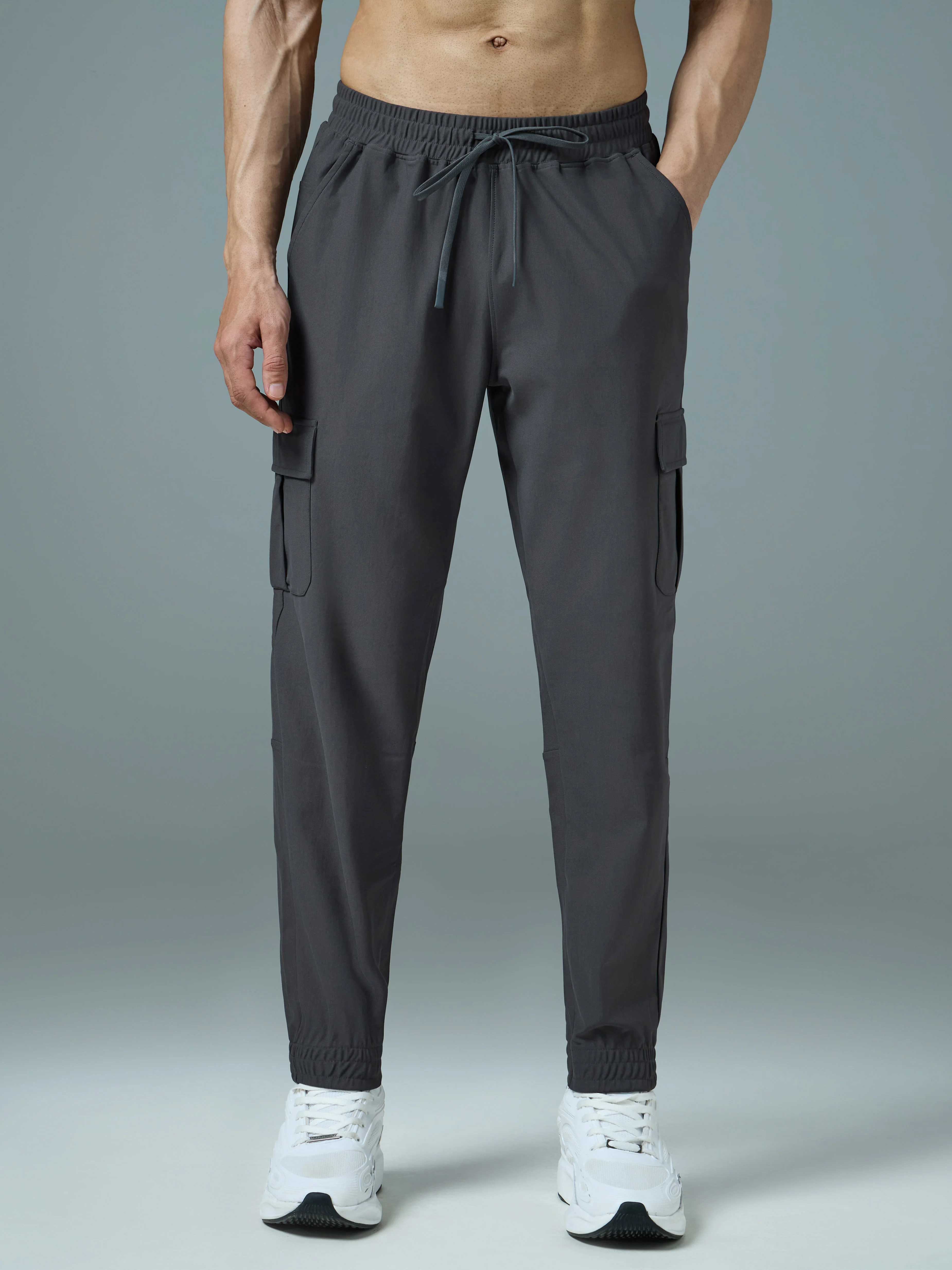 Men Solid Slim Fit Cargo Joggers with DURACOOL+ - Image 2