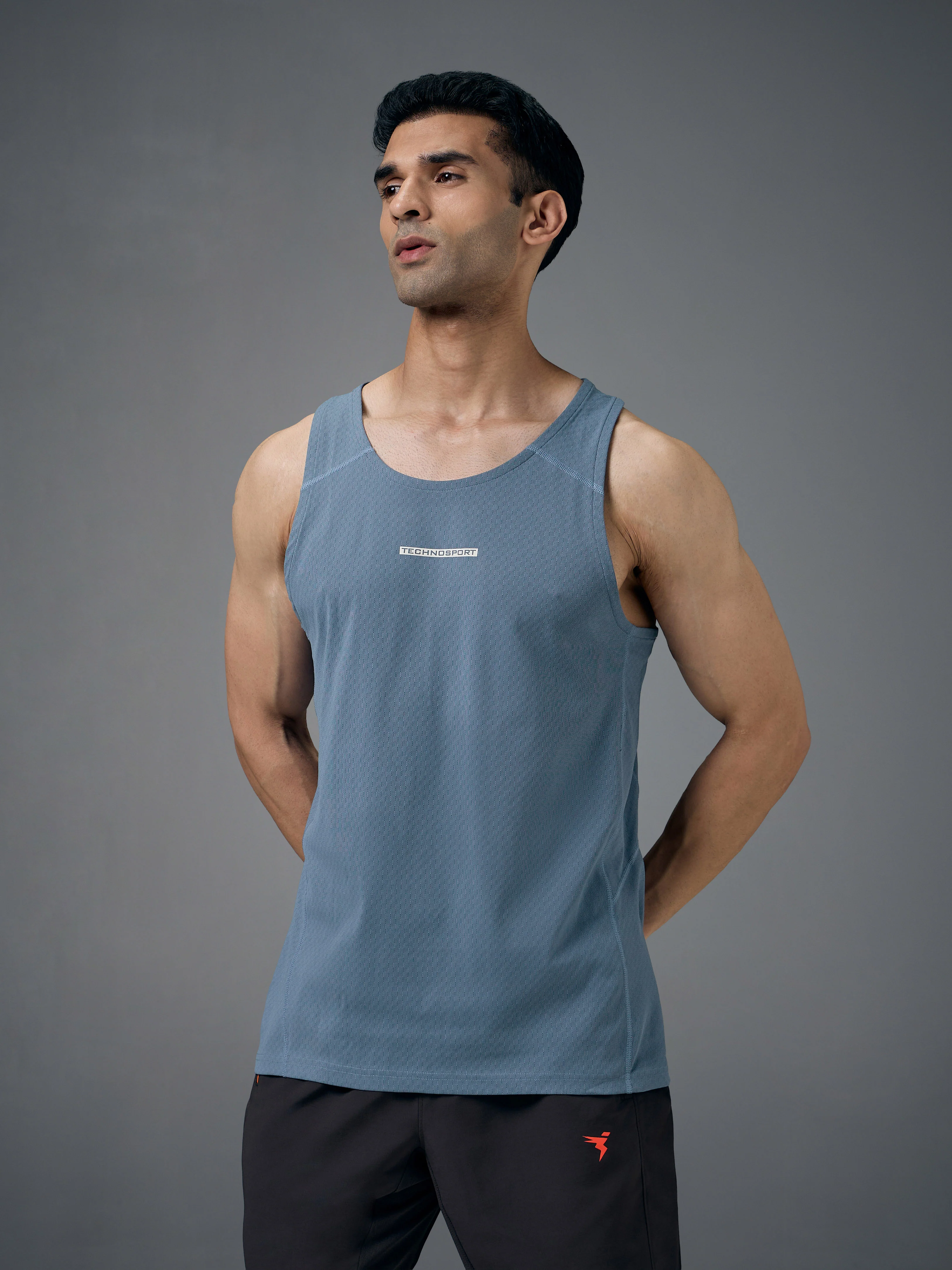 Men Jacquard Slim Fit Crew Neck Innerwear Vest with ELASTO LITE - Image 2