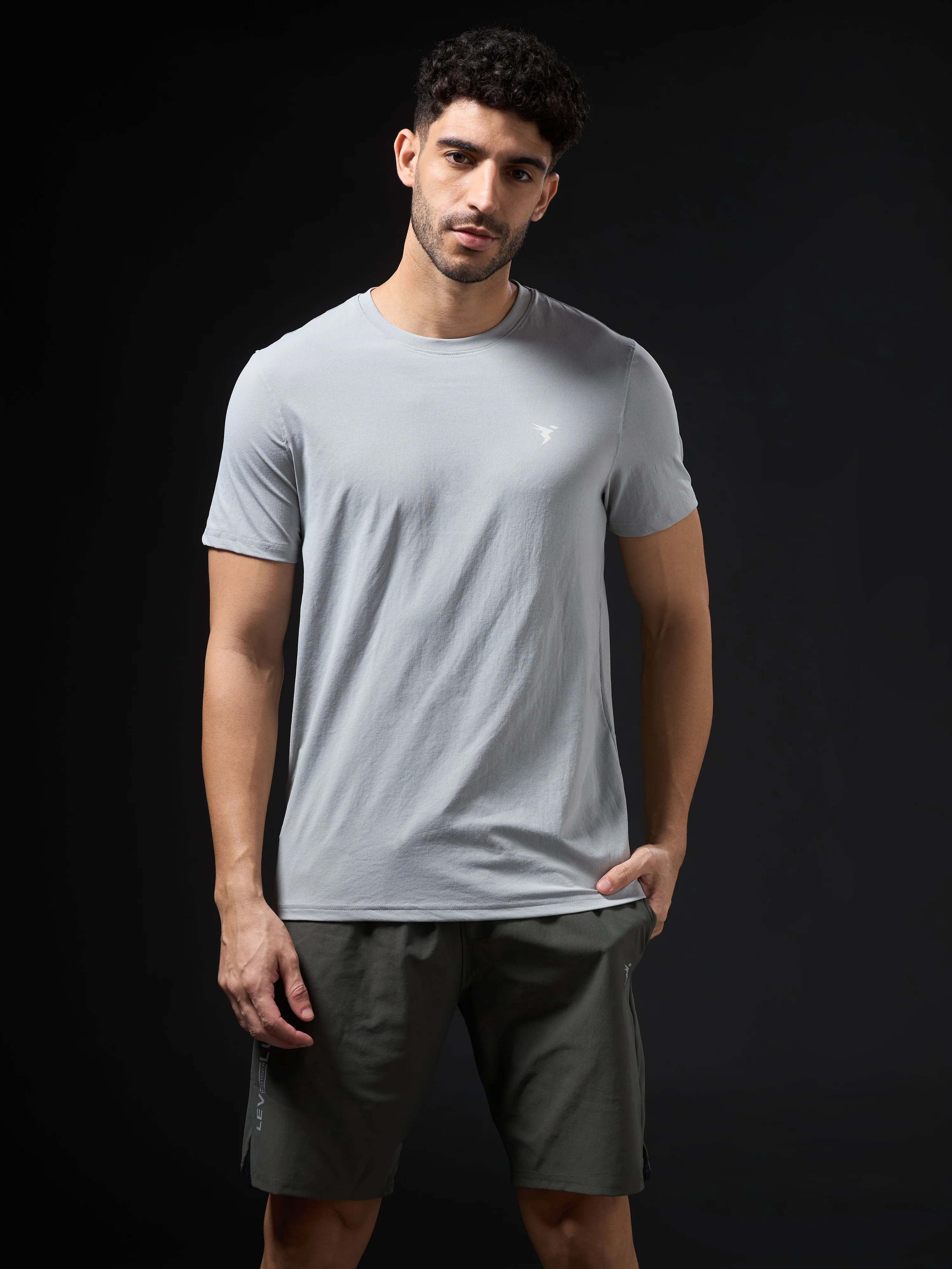 Men Solid Slim Fit Crew Neck T-shirt with COTFLEX - Image 2