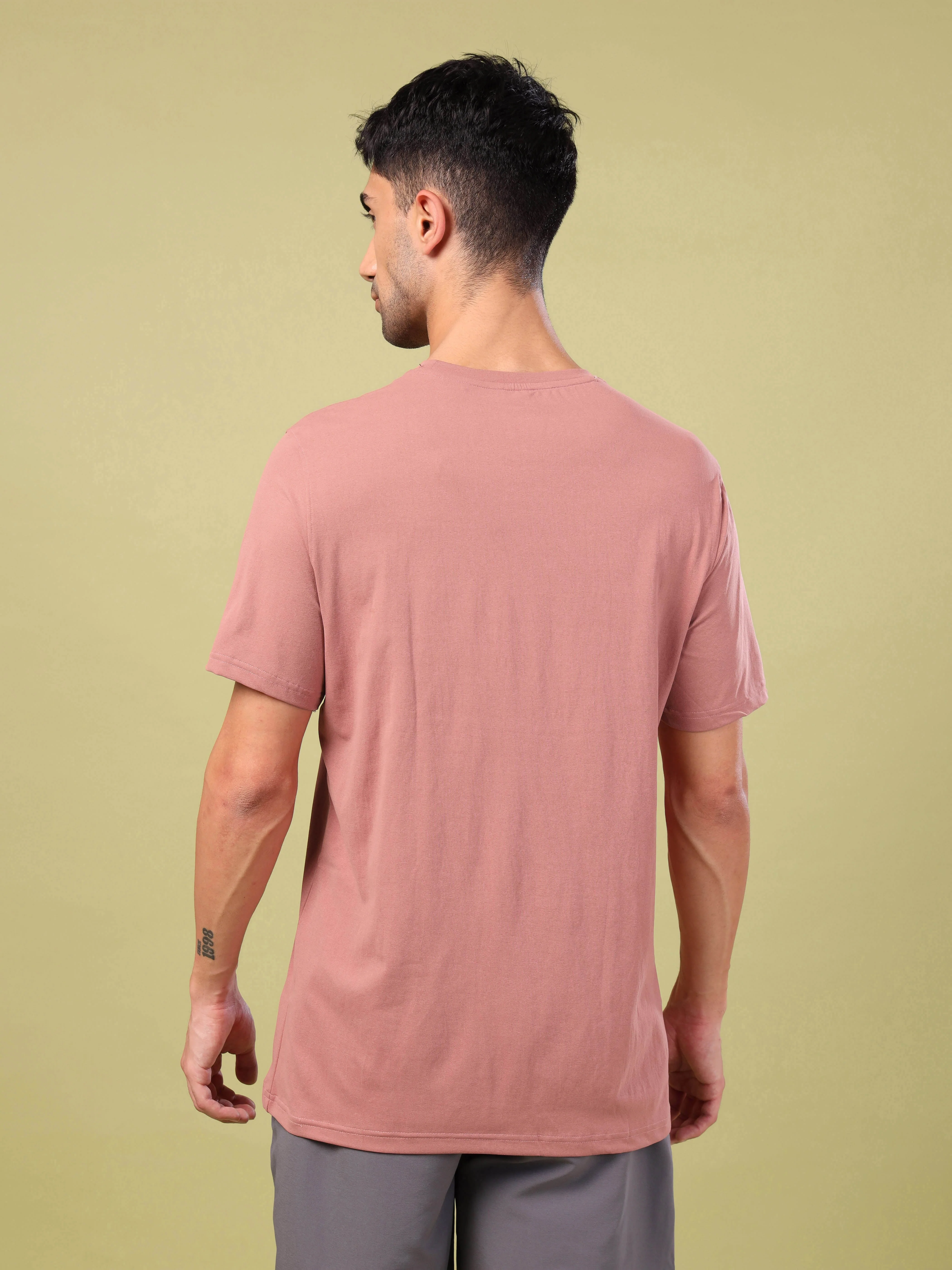 Men Solid Slim Fit Crew Neck T-shirt with COTFLEX - Image 2