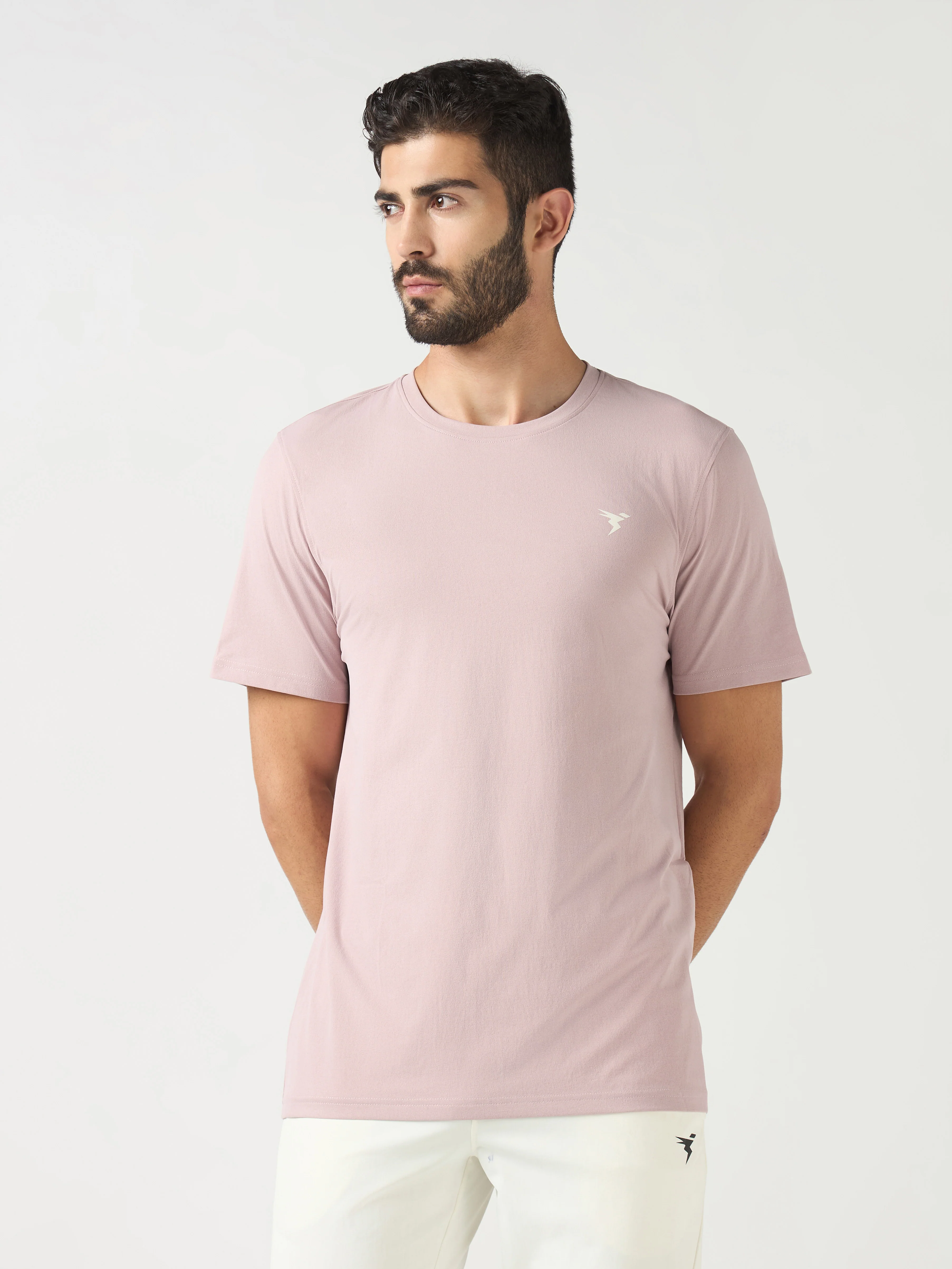 Men Solid Slim Fit Crew Neck T-shirt with COTFLEX - Image 2