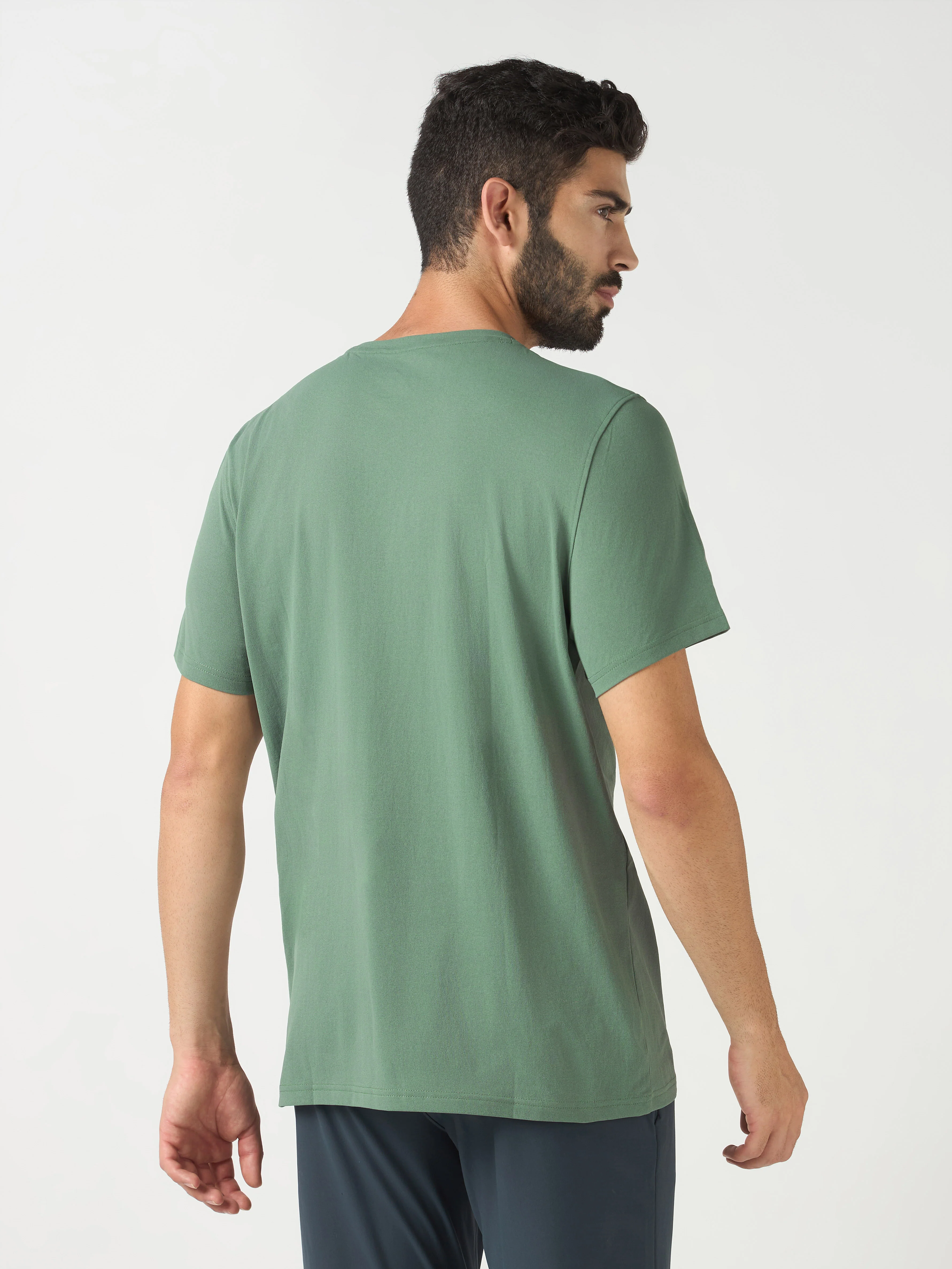 Men Solid Slim Fit Crew Neck T-shirt with COTFLEX - Image 3
