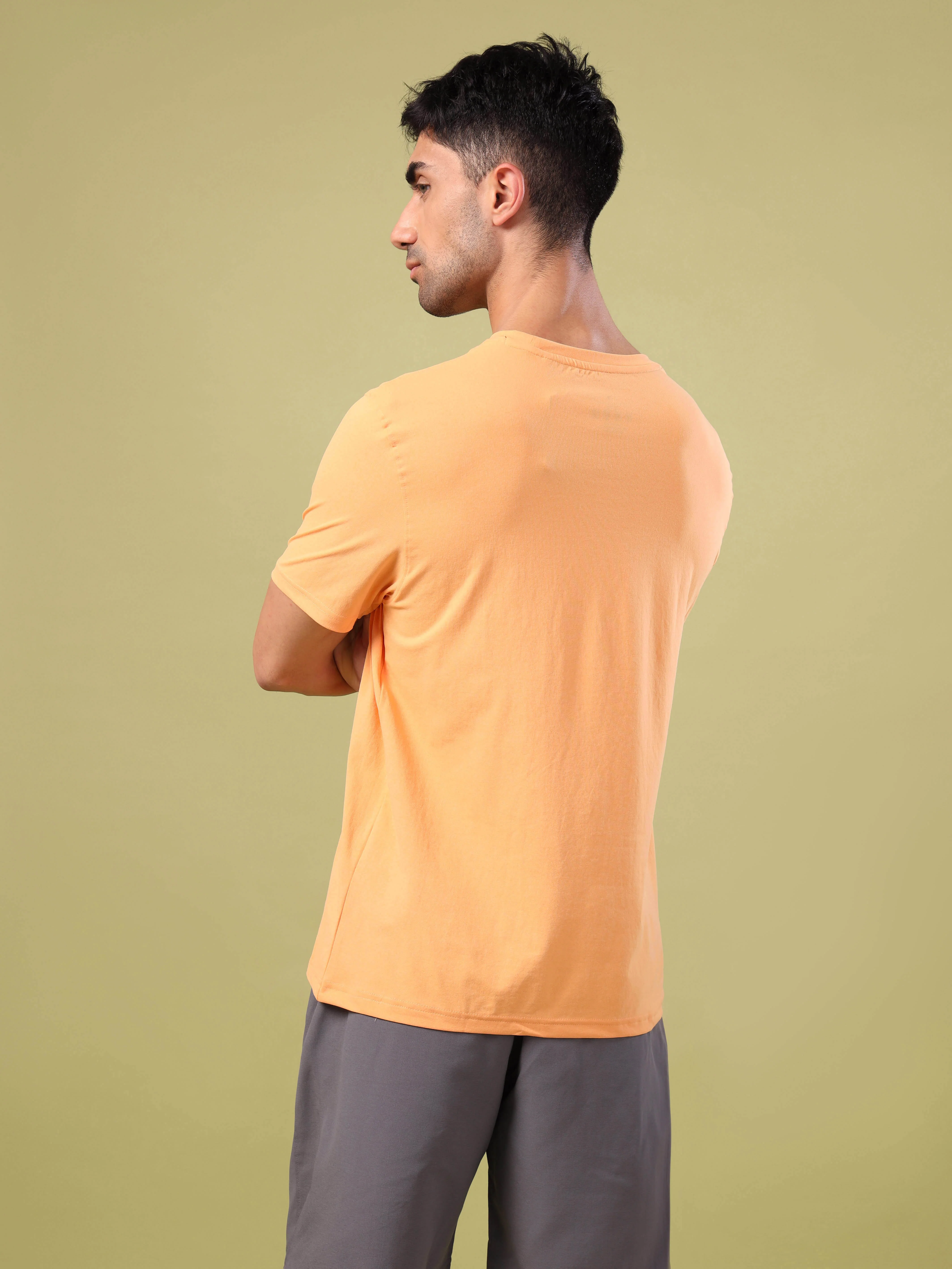 Men Solid Slim Fit Crew Neck T-shirt with COTFLEX - Image 3