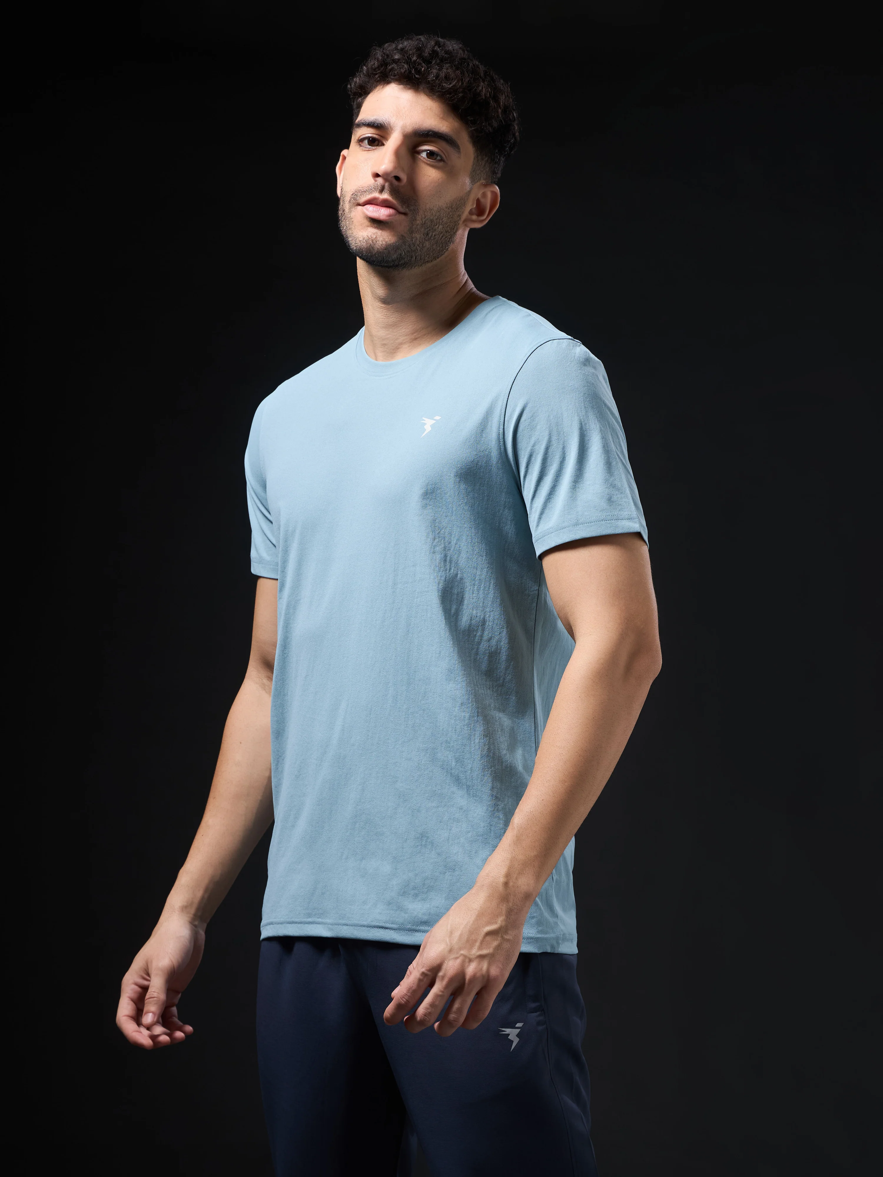 Men Solid Slim Fit Crew Neck T-shirt with COTFLEX - Image 4