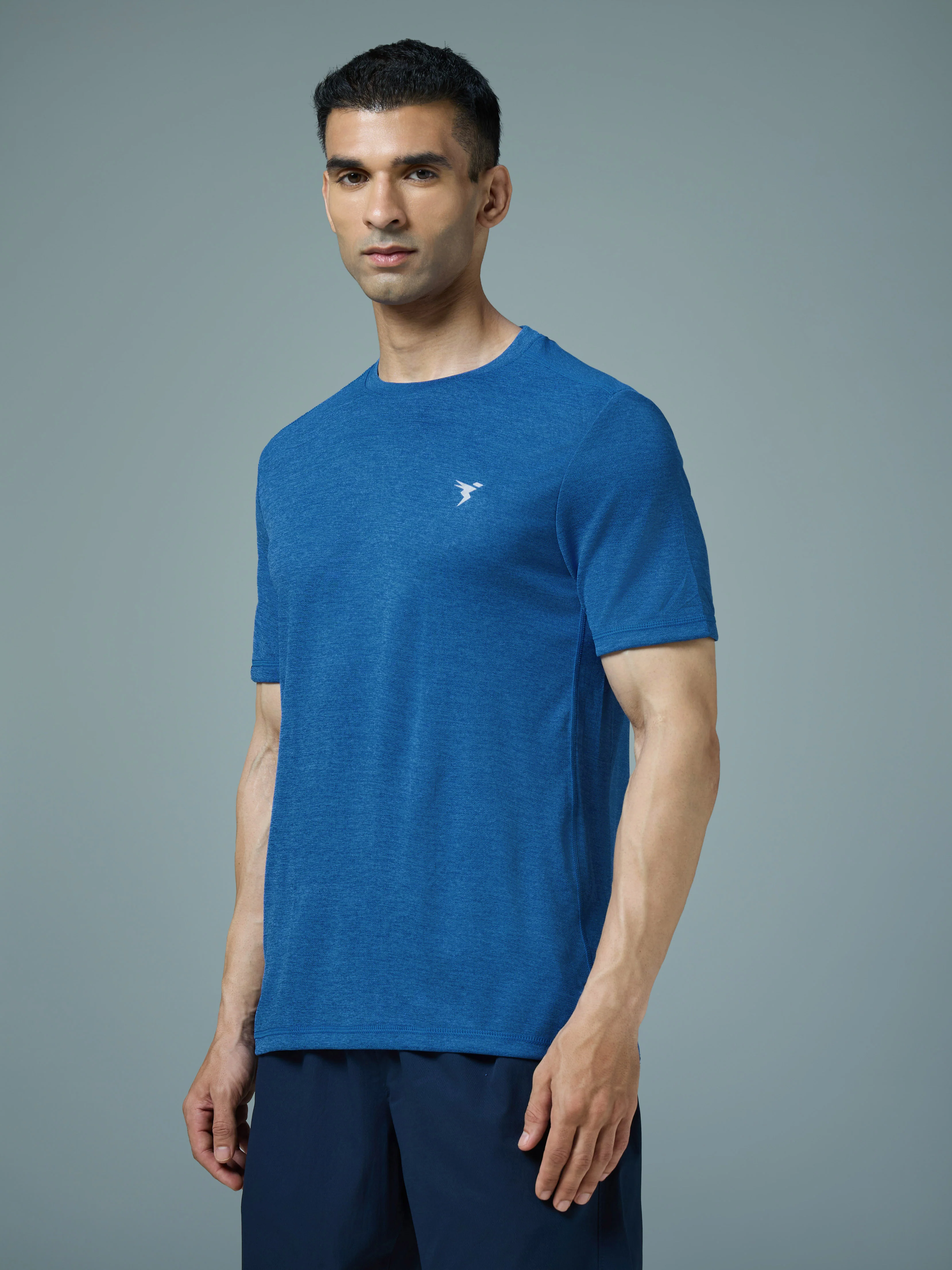 Men Solid Slim Fit Crew Neck T-shirt with DOUBLE COOL - Image 4