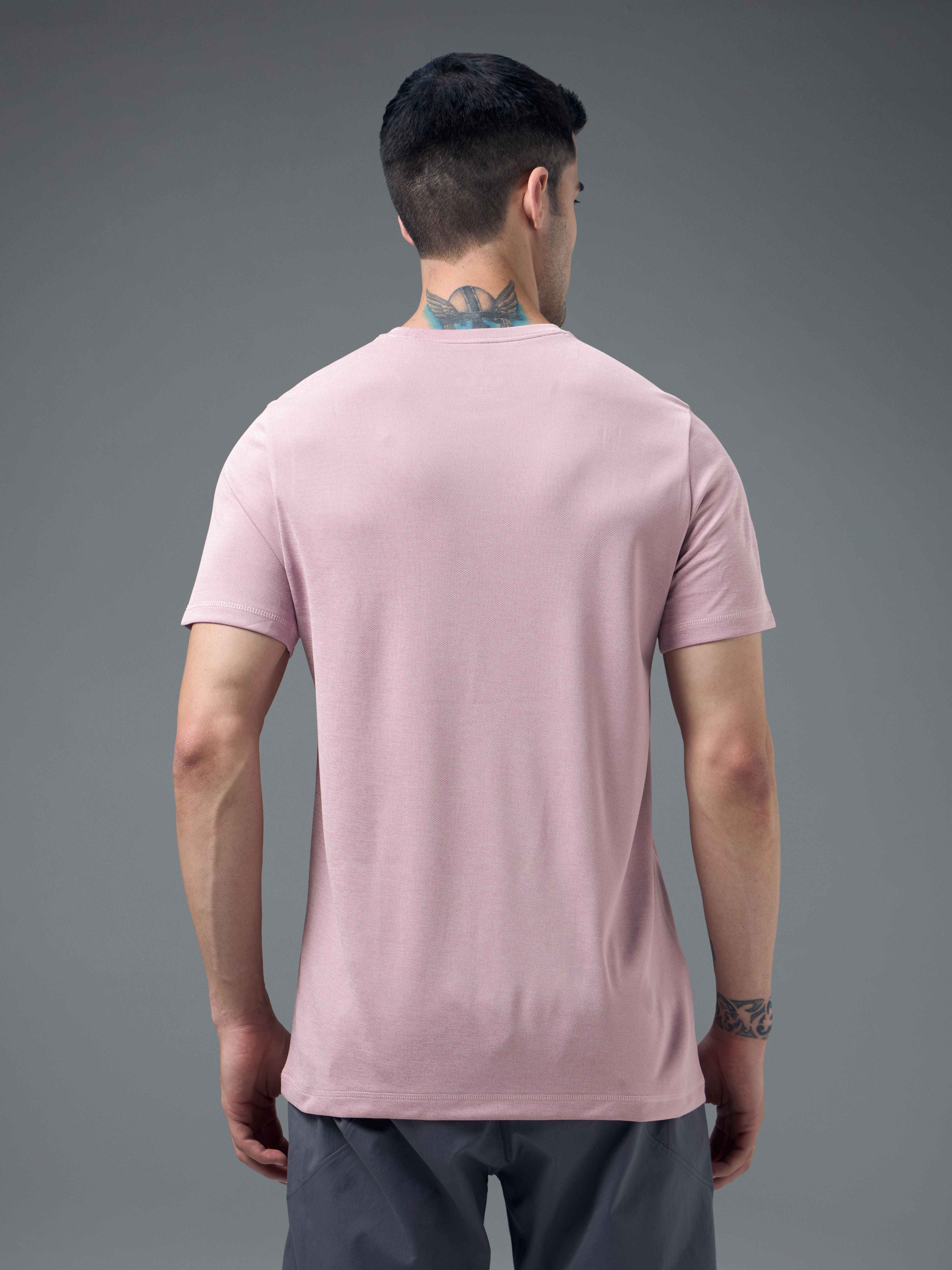 Men Solid Slim Fit Crew Neck T-shirt with DOUBLE COOL - Image 3