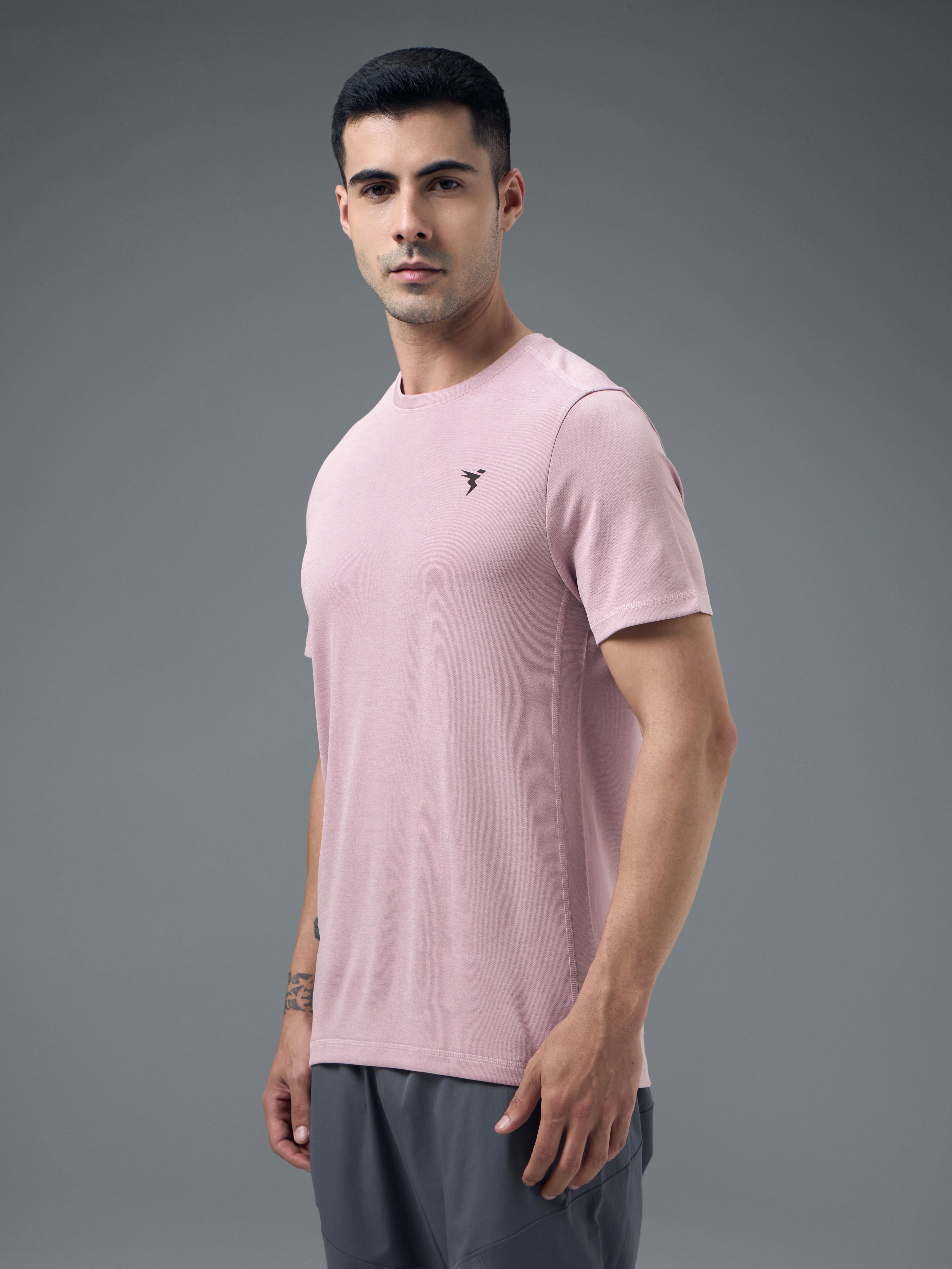 Men Solid Slim Fit Crew Neck T-shirt with DOUBLE COOL - Image 4