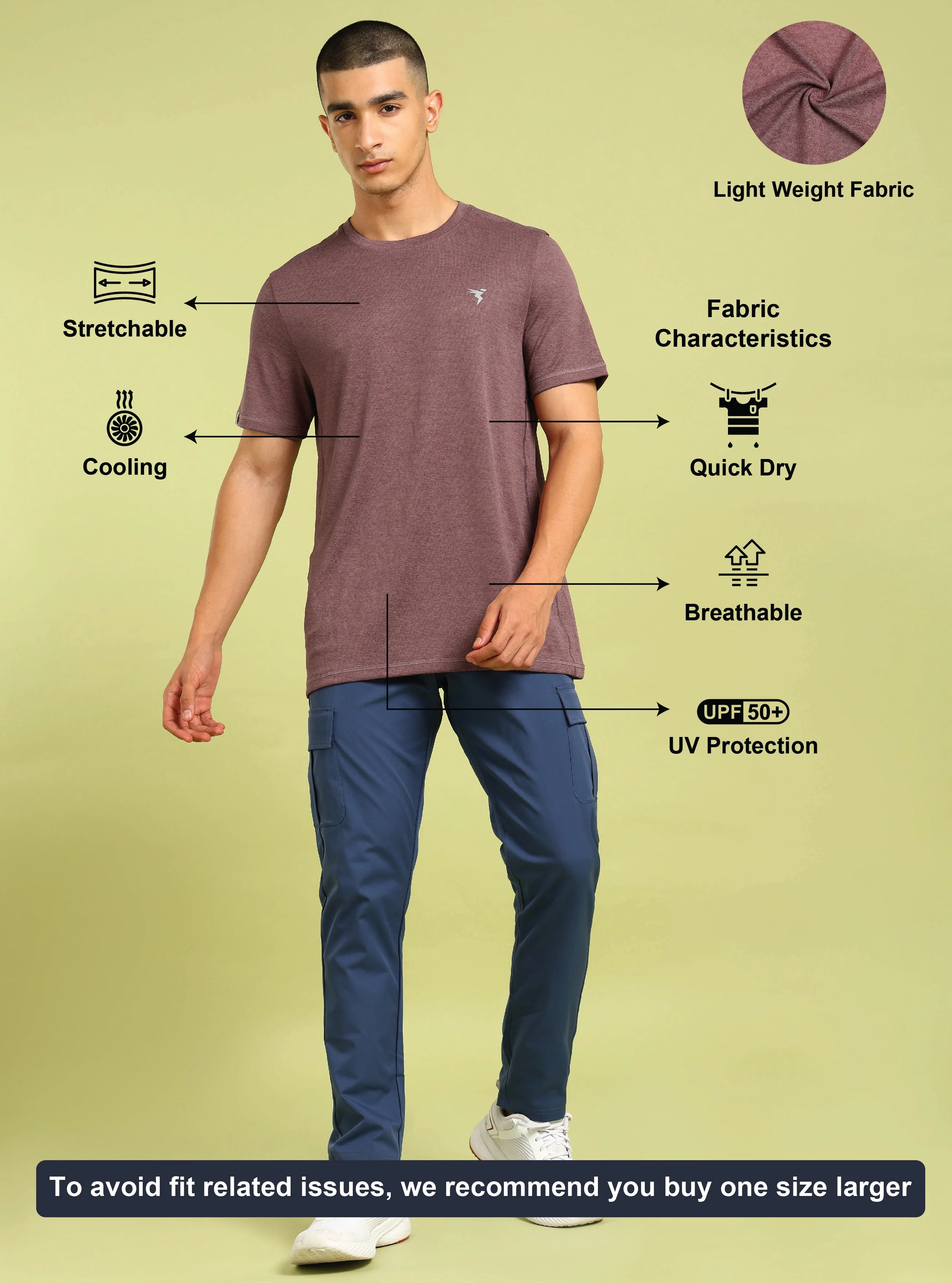 Men Solid Slim Fit Crew Neck T-shirt with DOUBLE COOL - Image 4