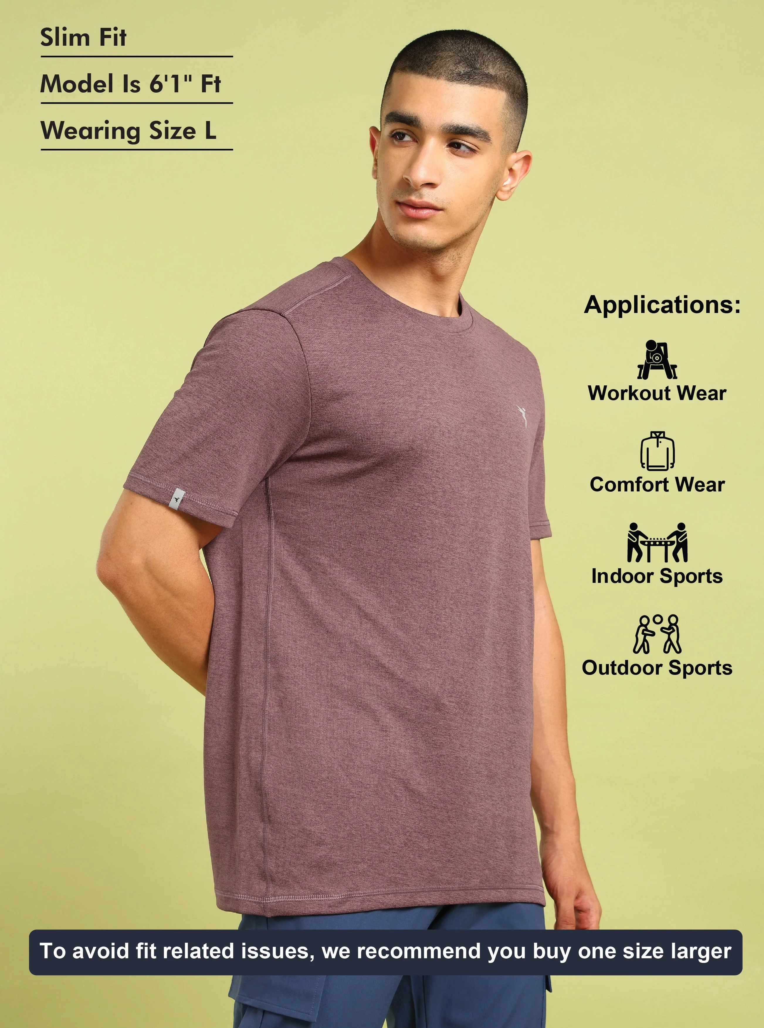 Men Solid Slim Fit Crew Neck T-shirt with DOUBLE COOL - Image 5