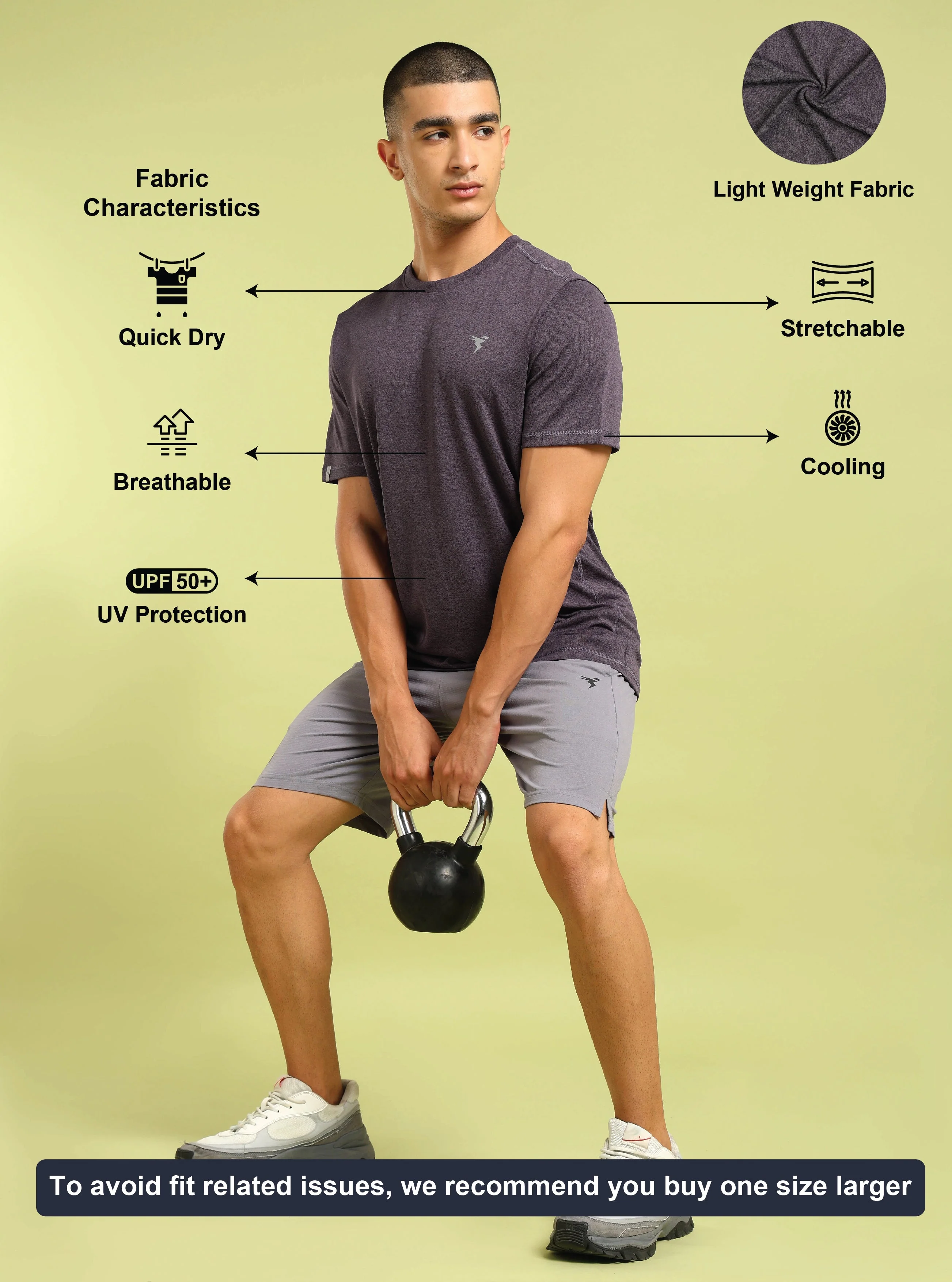 Men Solid Slim Fit Crew Neck T-shirt with DOUBLE COOL - Image 4