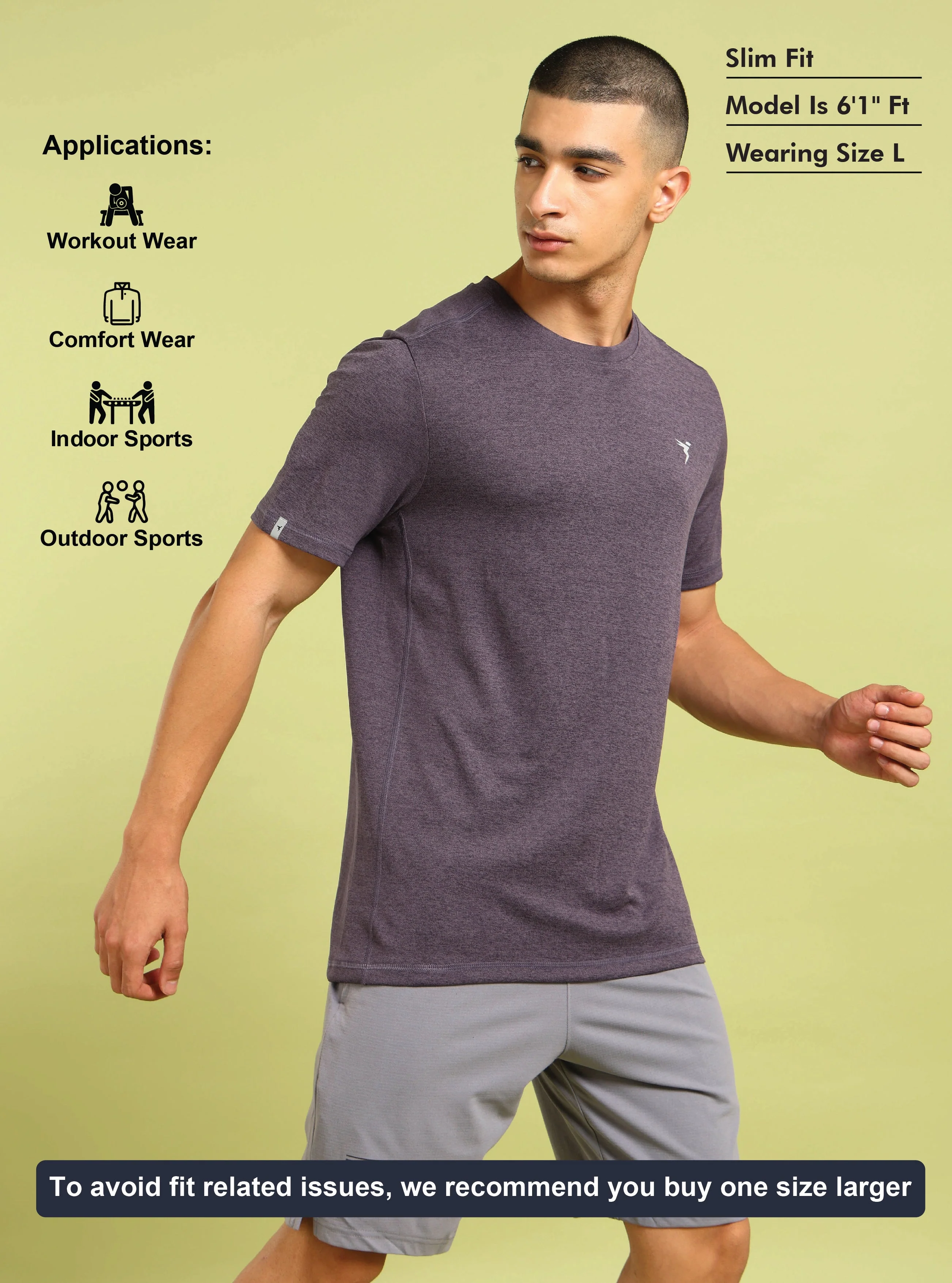 Men Solid Slim Fit Crew Neck T-shirt with DOUBLE COOL - Image 5