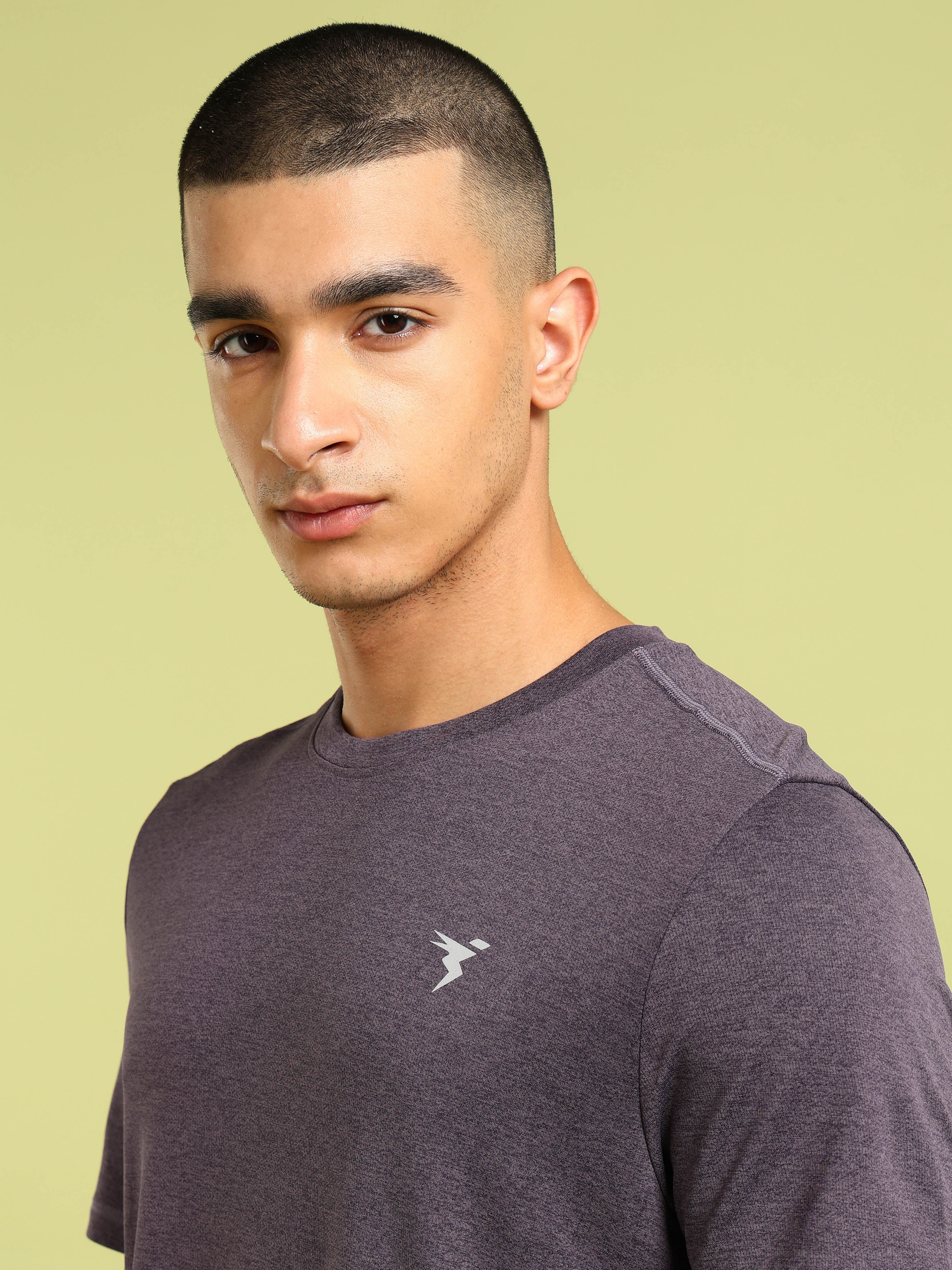 Men Solid Slim Fit Crew Neck T-shirt with DOUBLE COOL - Image 6