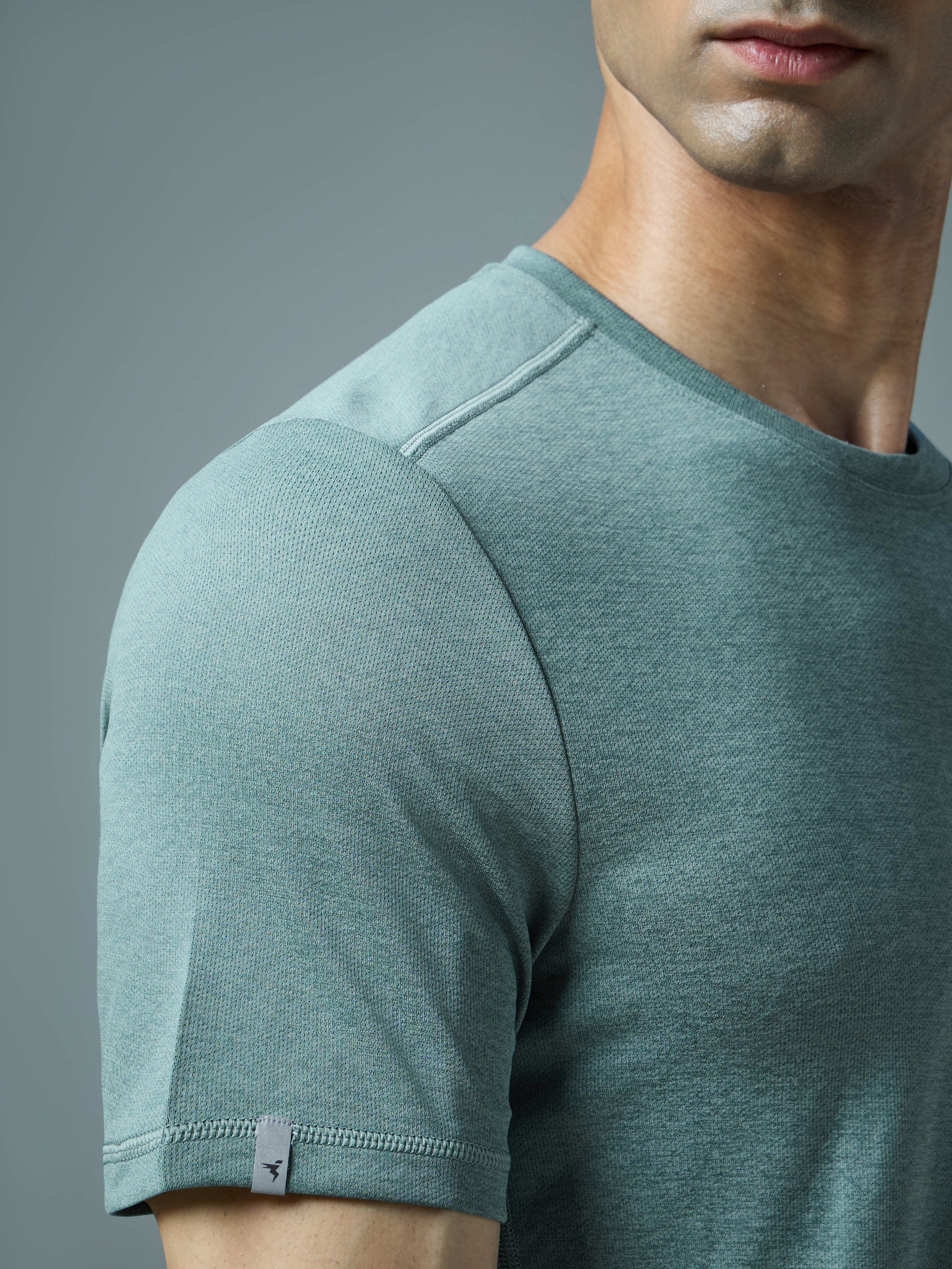 Men Solid Slim Fit Crew Neck T-shirt with DOUBLE COOL - Image 7