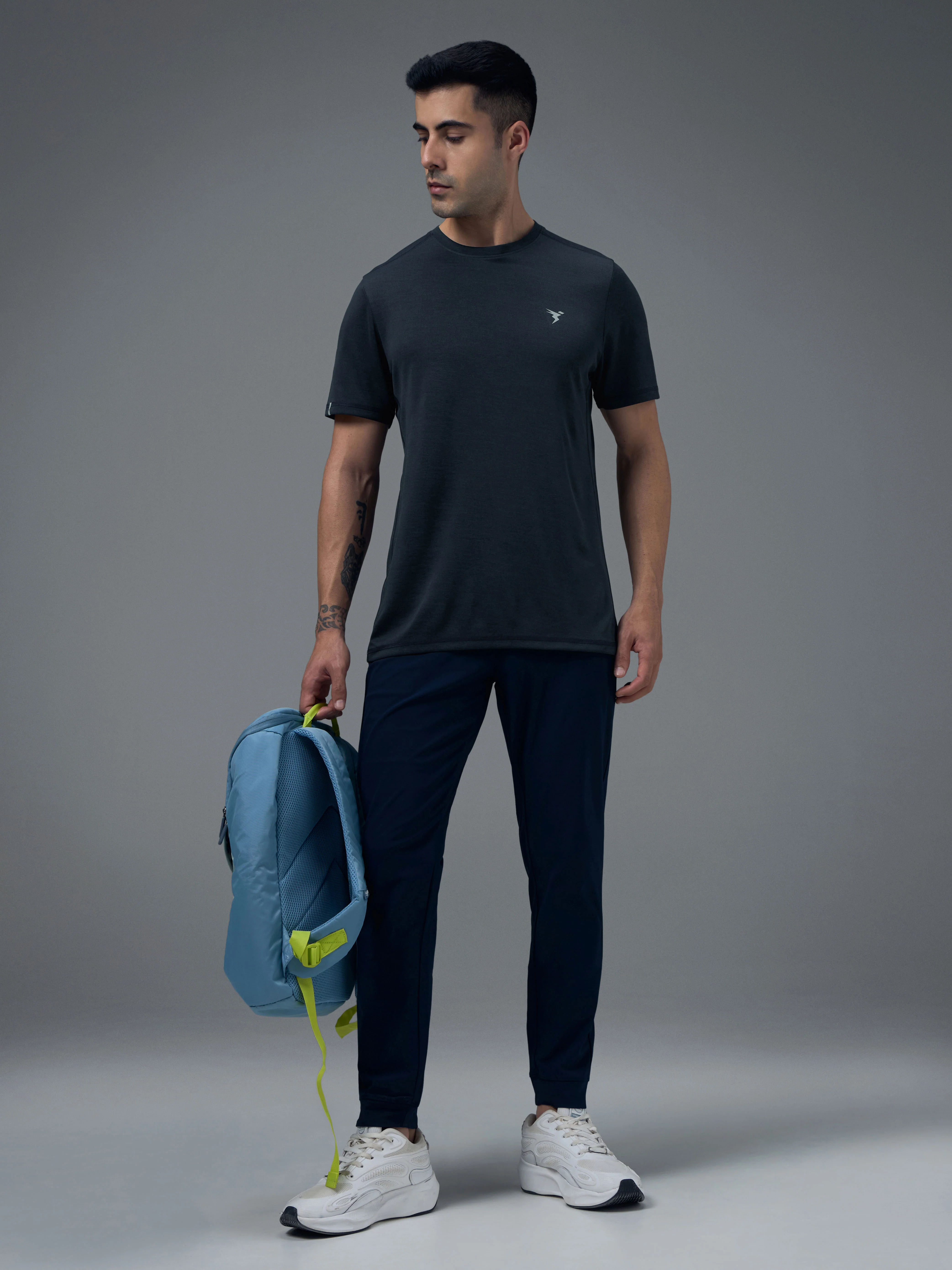 Men Solid Slim Fit Crew Neck T-shirt with DOUBLE COOL - Image 4