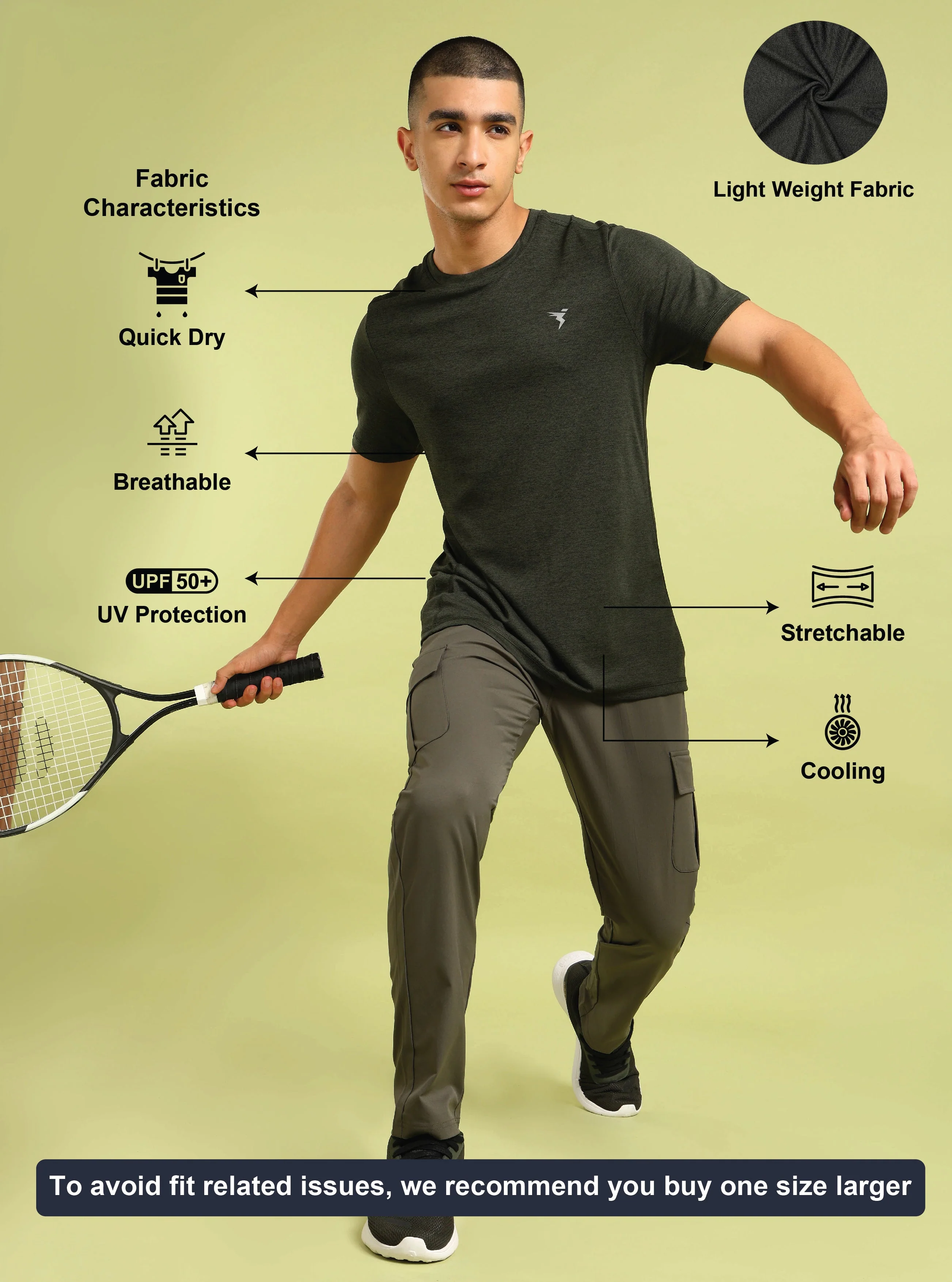 Men Solid Slim Fit Crew Neck T-shirt with DOUBLE COOL - Image 4