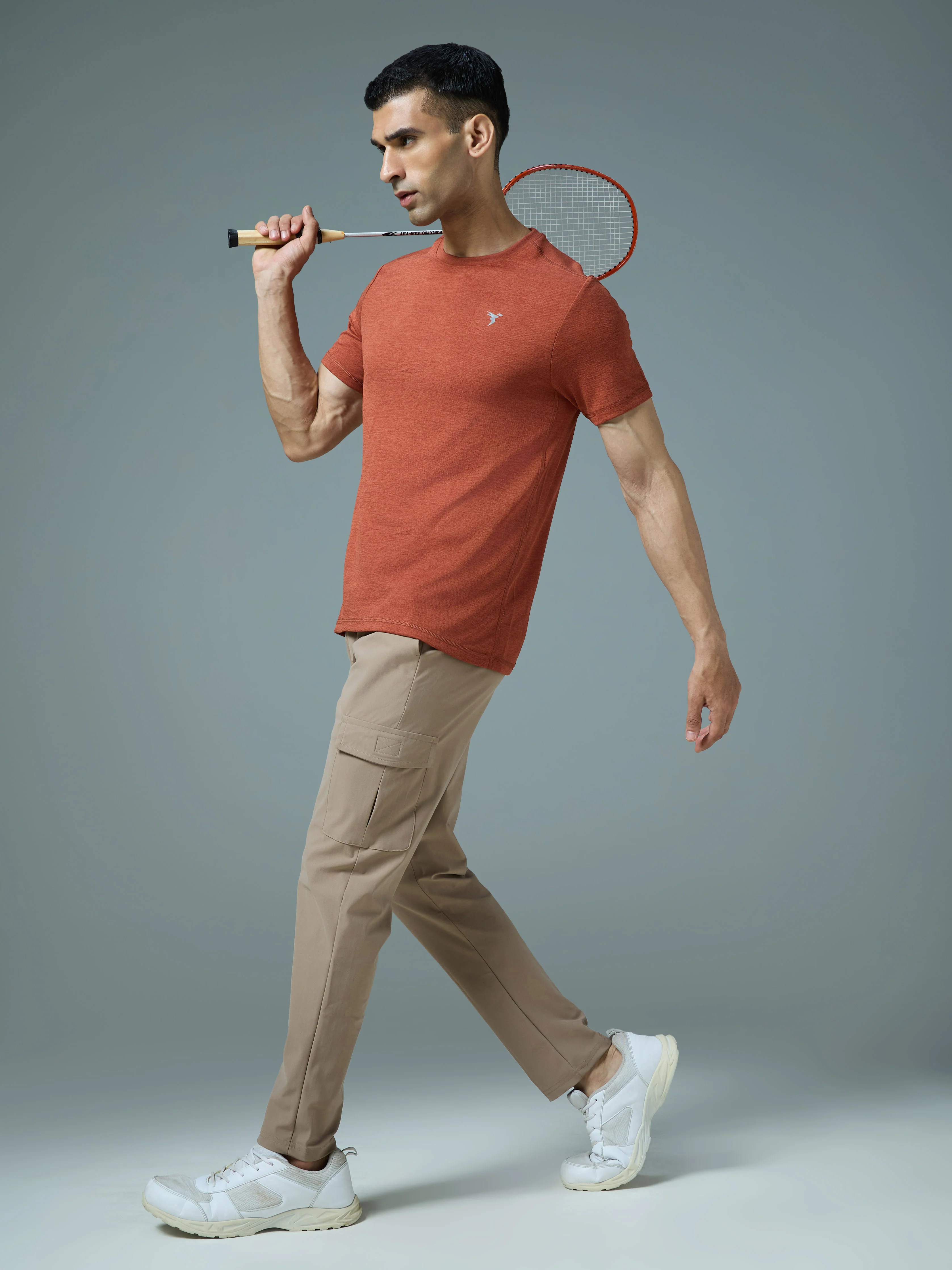Men Solid Slim Fit Crew Neck T-shirt with DOUBLE COOL - Image 5
