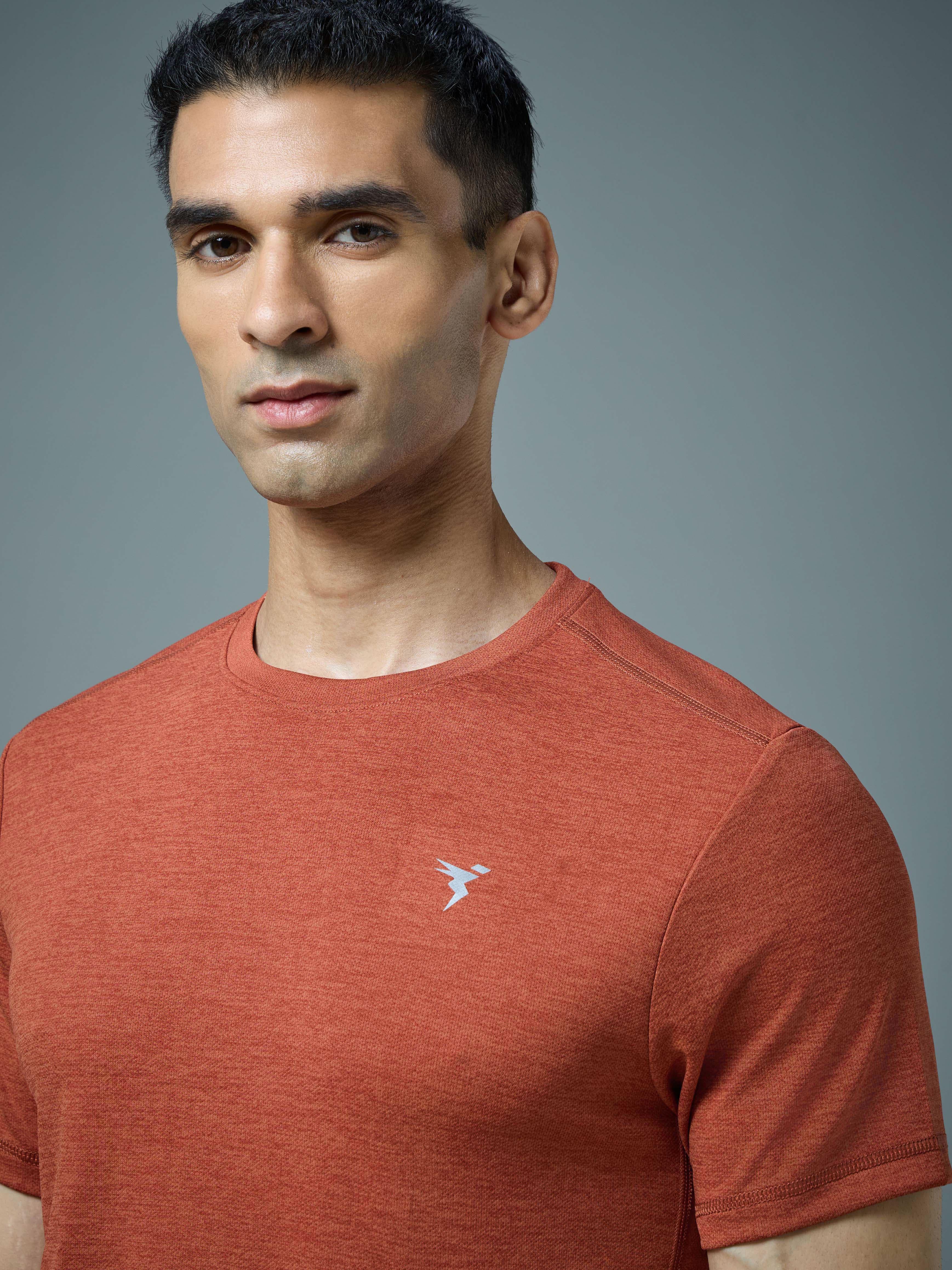 Men Solid Slim Fit Crew Neck T-shirt with DOUBLE COOL - Image 6