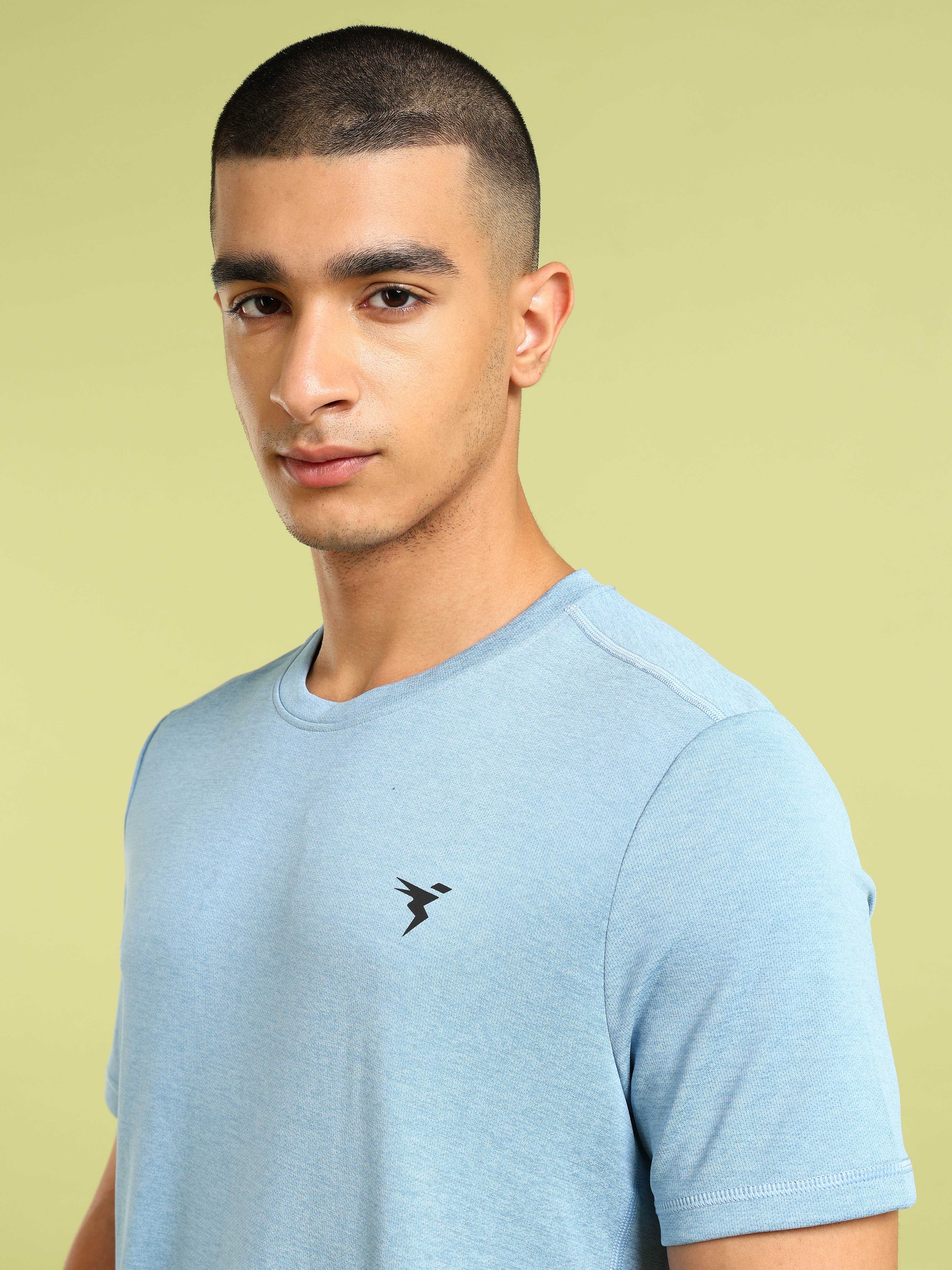 Men Solid Slim Fit Crew Neck T-shirt with DOUBLE COOL - Image 5
