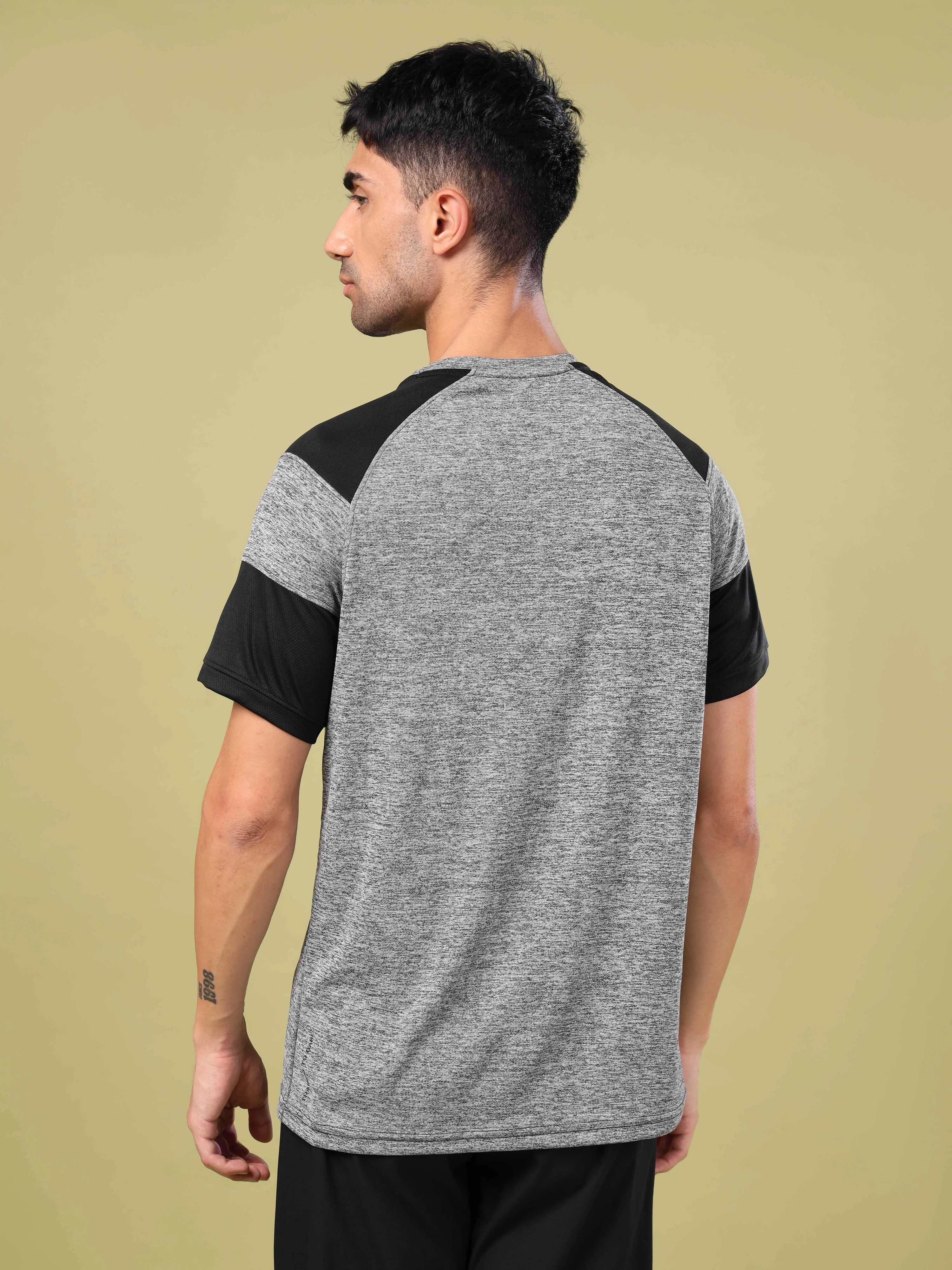 Men Solid Slim Fit Crew Neck T-shirt with DOUBLE COOL - Image 3