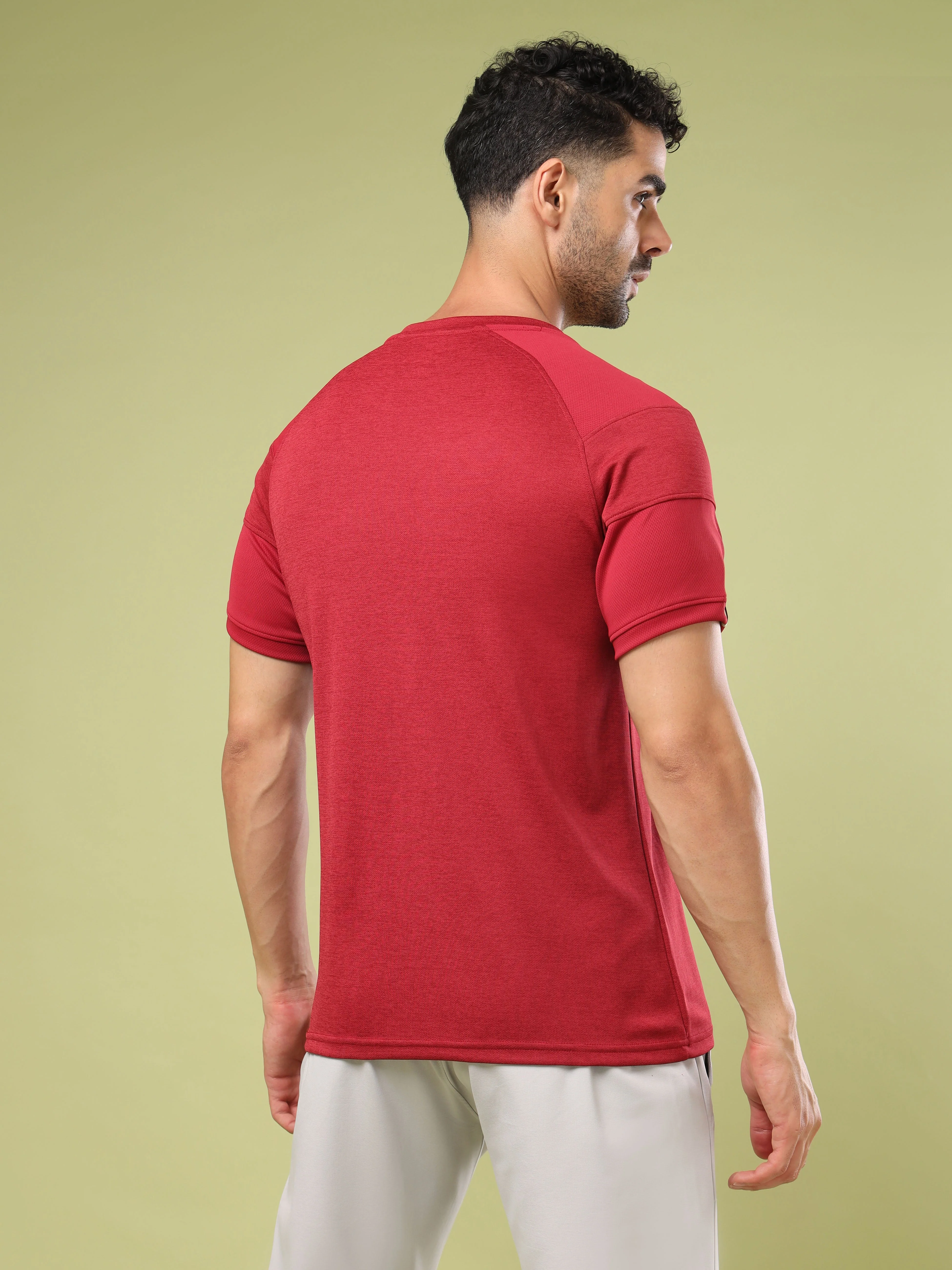 Men Solid Slim Fit Crew Neck T-shirt with DOUBLE COOL - Image 2