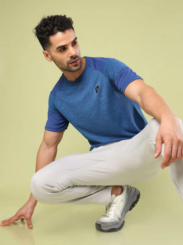 Men Solid Slim Fit Crew Neck T-shirt with DOUBLE COOL - Image 5
