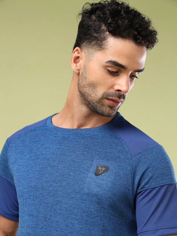 Men Solid Slim Fit Crew Neck T-shirt with DOUBLE COOL - Image 6