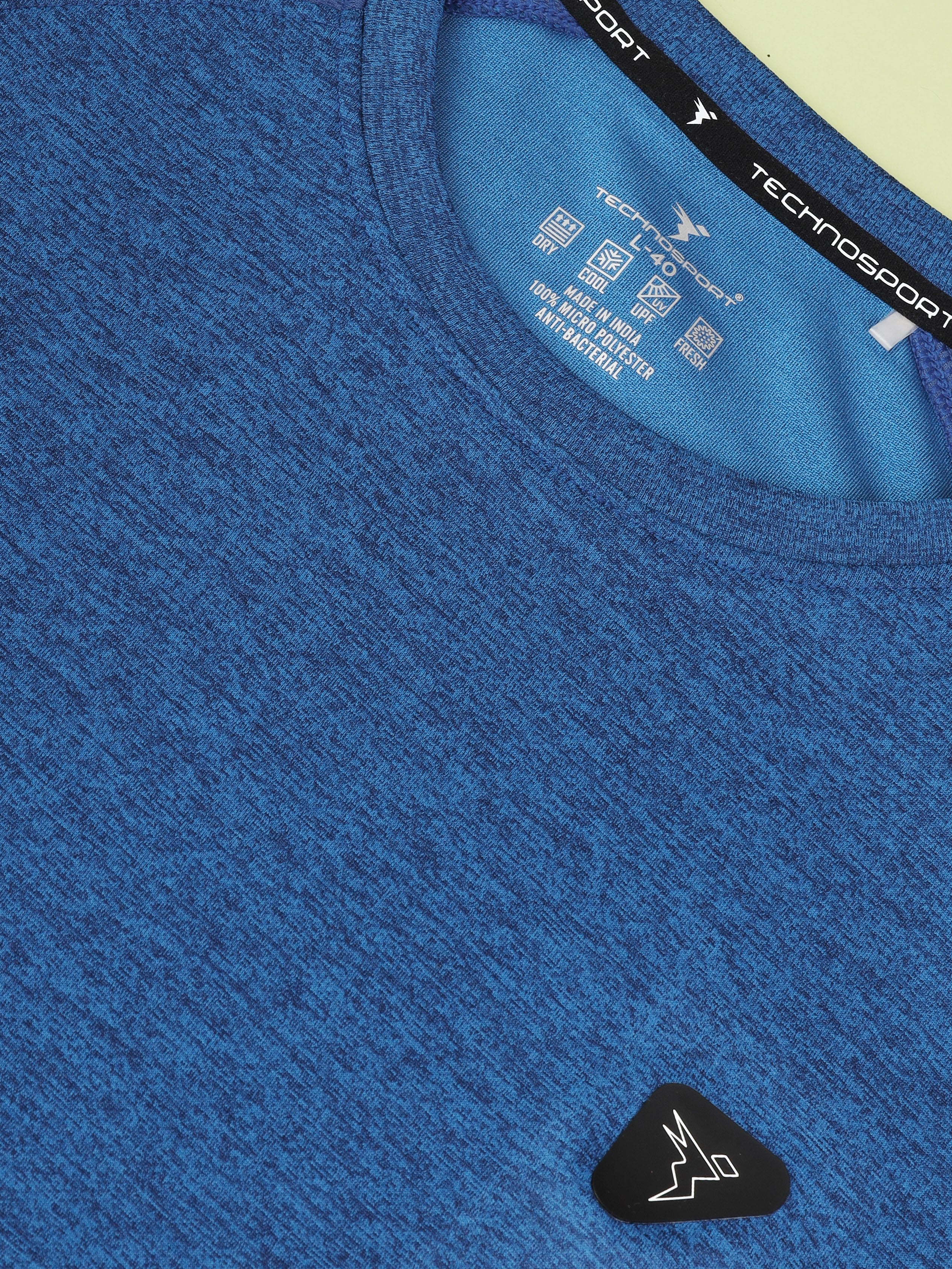 Men Solid Slim Fit Crew Neck T-shirt with DOUBLE COOL - Image 7