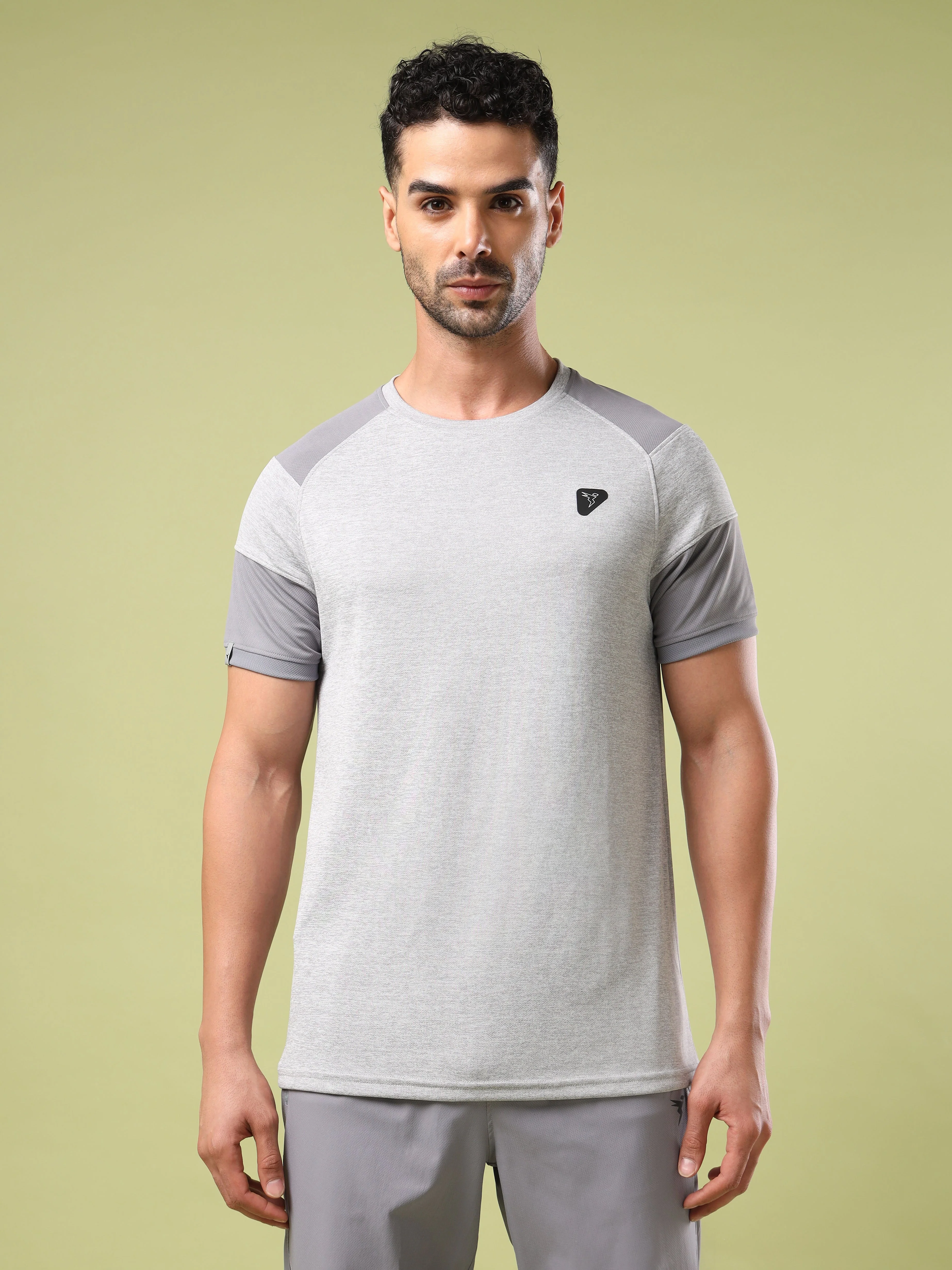 Men Solid Slim Fit Crew Neck T-shirt with DOUBLE COOL - Image 2